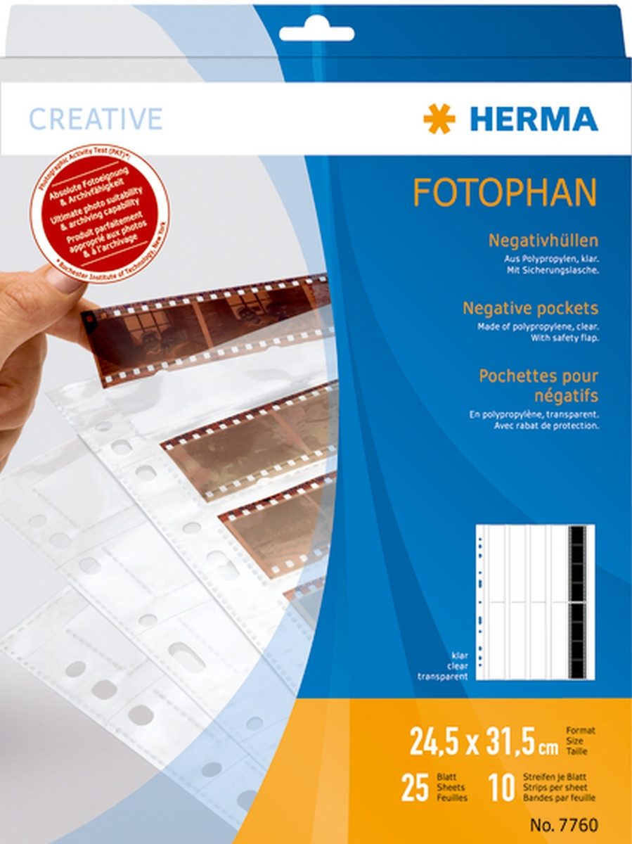 HERMA Prospekthülle Negativhüllen 10x4 Negative klar VE=25 Hüllen