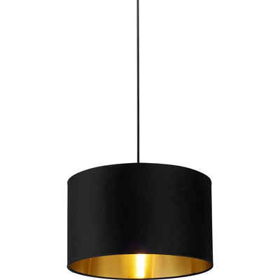 Licht-Erlebnisse Lampenschirm GIRONA, Ø 40 cm in Schwarz Gold Flur Stoff Modern