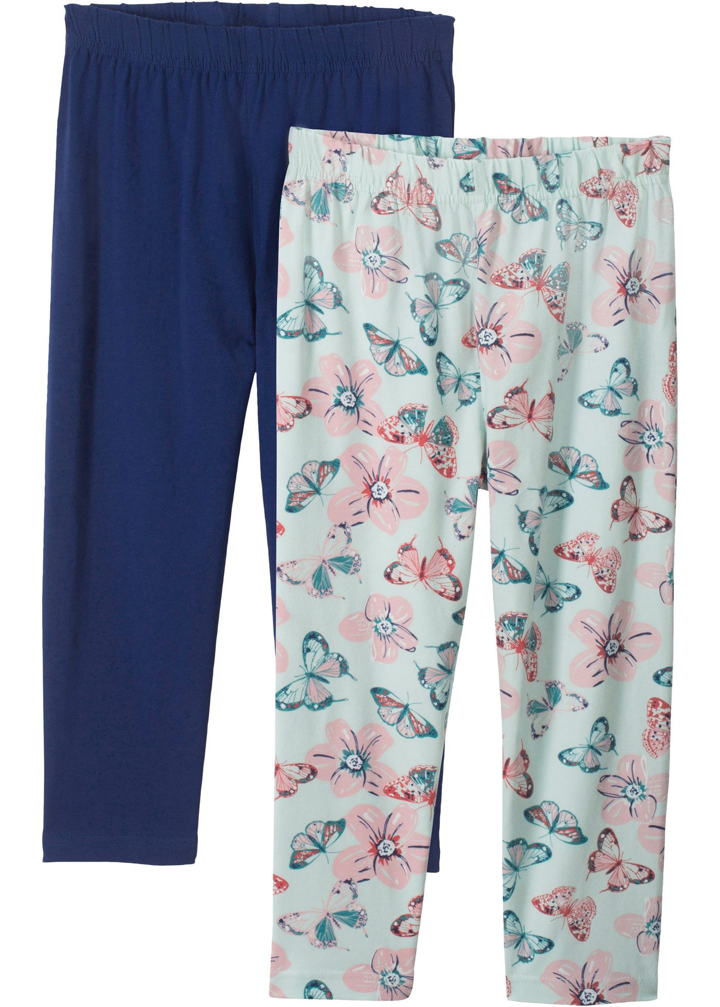 bonprix Caprileggings (Packung, 2-tlg) mit hohem Baumwoll-Anteil, mit elastischem Taillenbund, 3/4-Länge