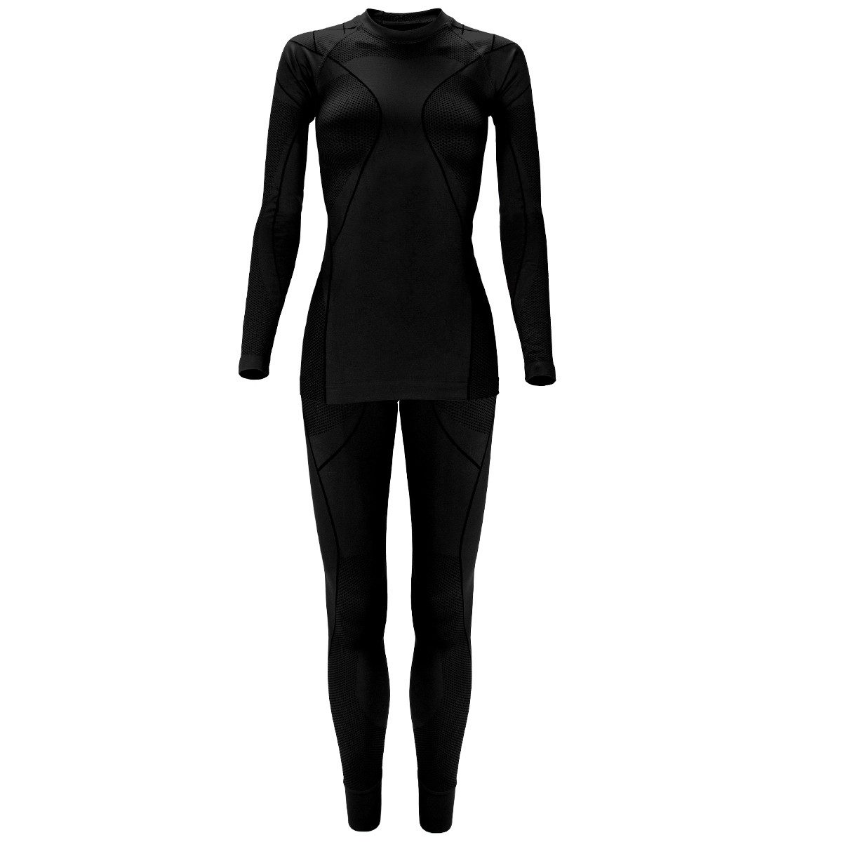 Black Snake Seamless Shirt Damen Thermounterwäsche Set Seamless Funktionsunterwäsche (Funktionswäsche-Set, Langarmshirt und Thermohose für Damen) Nahtloses Thermounterwäsche Set mit Kompressionszonen