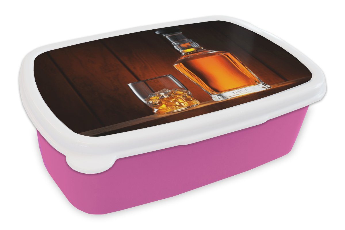 - Snackbox, Karaffe, Flasche Kunststoff MuchoWow - rosa Lunchbox Brotbox für Whiskey Brotdose Mädchen, Kinder, Erwachsene, (2-tlg), Kunststoff,