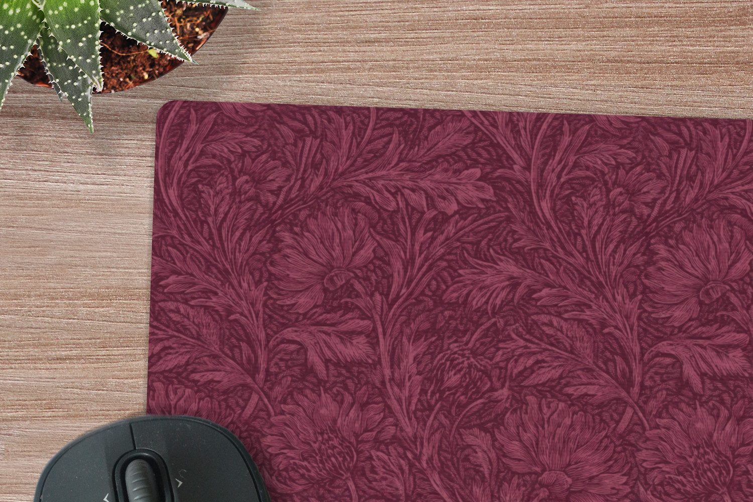 MuchoWow Mauspad Blätter - Muster - Lila (1-St), Gaming, Mousepad Klein, Büro Zubehör, Mausunterlage, 12x10 cm