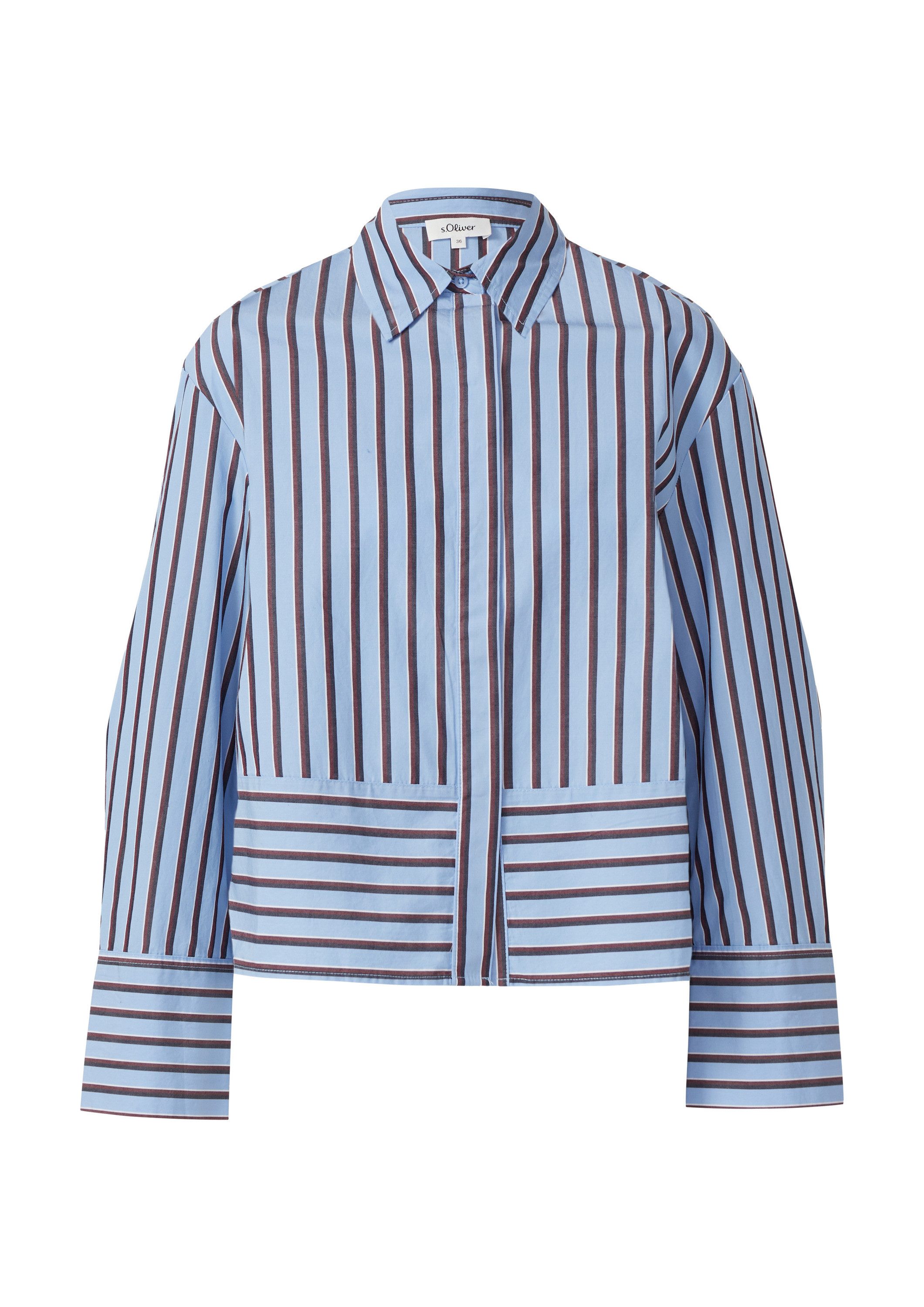 s.Oliver Langarmbluse Bluse Gestreifte Baumwollbluse im Relaxed Fit günstig online kaufen