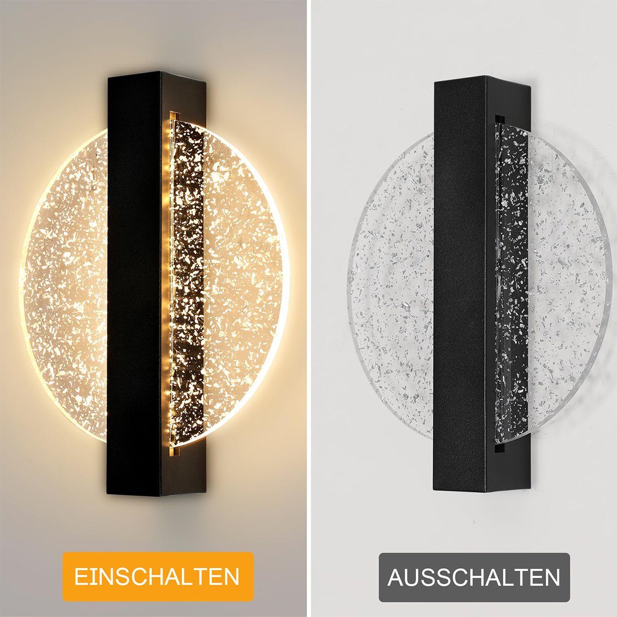 DOPWii Licht Warmes Luxus-Silberfolie Wandleuchte Korridorleuchte, dreifarbig Schwarz Leichte LED-Wandleuchte,