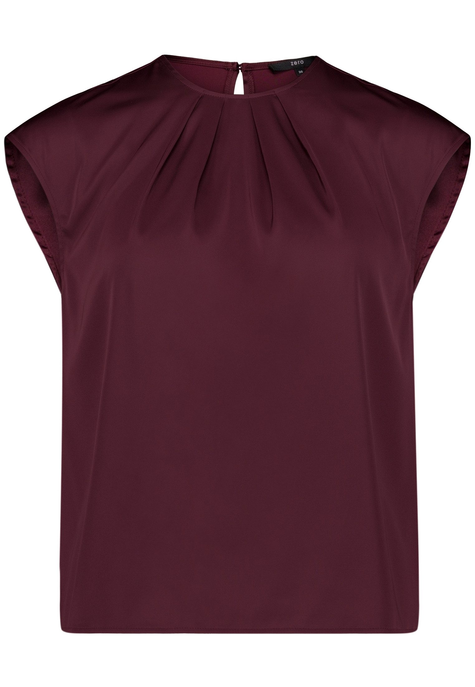 Zero Satinbluse Damen mit Rundhalsausschnitt
