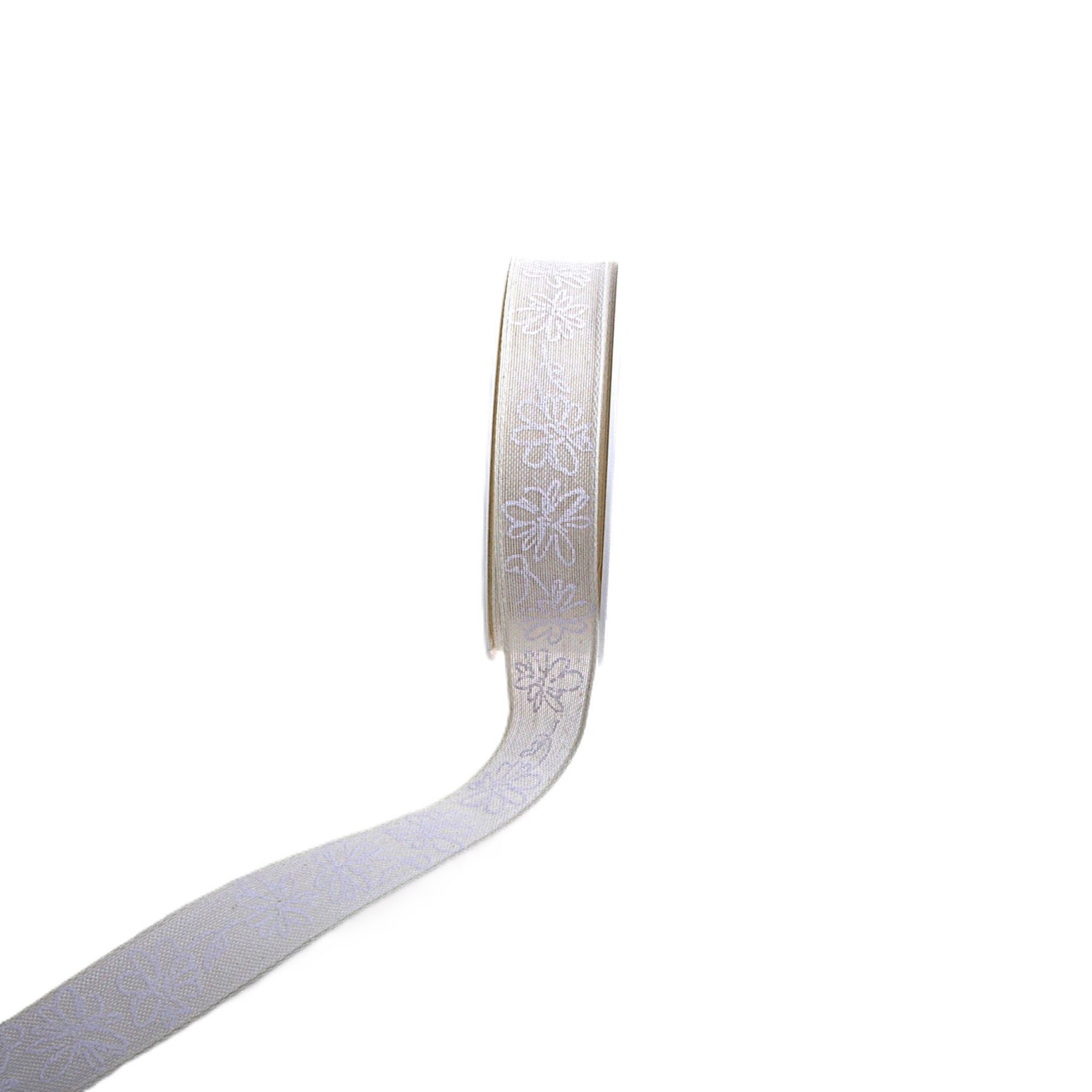 Deko AS Geschenkband Dekoband "Fleur Blanche" Creme 25mm 20m 6357-25-20-158, mit Drahtkante