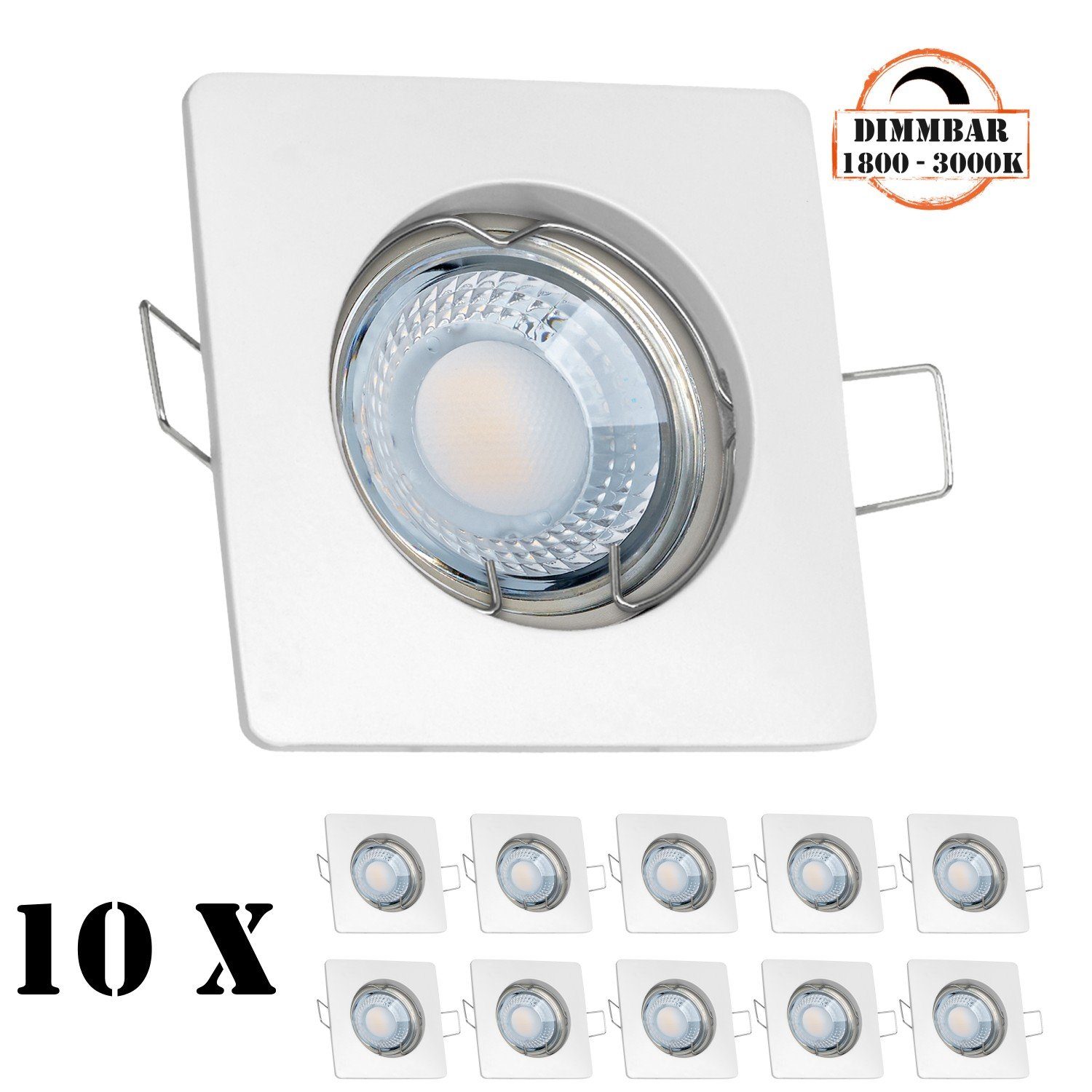 Einbaustrahler Set flach LED LEDANDO 5W Einbaustrahler von in extra 10er LED LEDANDO weiß LED mit