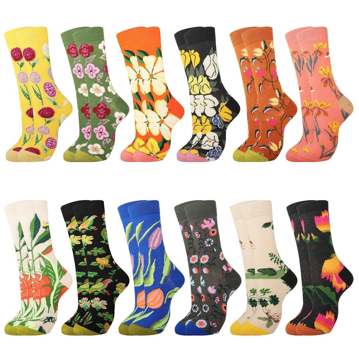 LuxusKollektion Freizeitsocken Damen Socken Baumwolle Bunt 12er-Pack