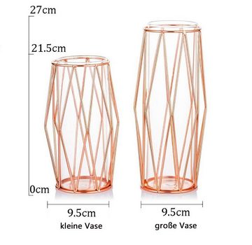 Henreal Dekovase Vase Für Pampasgras, Glas Roségold Vase Hochbodenvase 27cm(1 St)