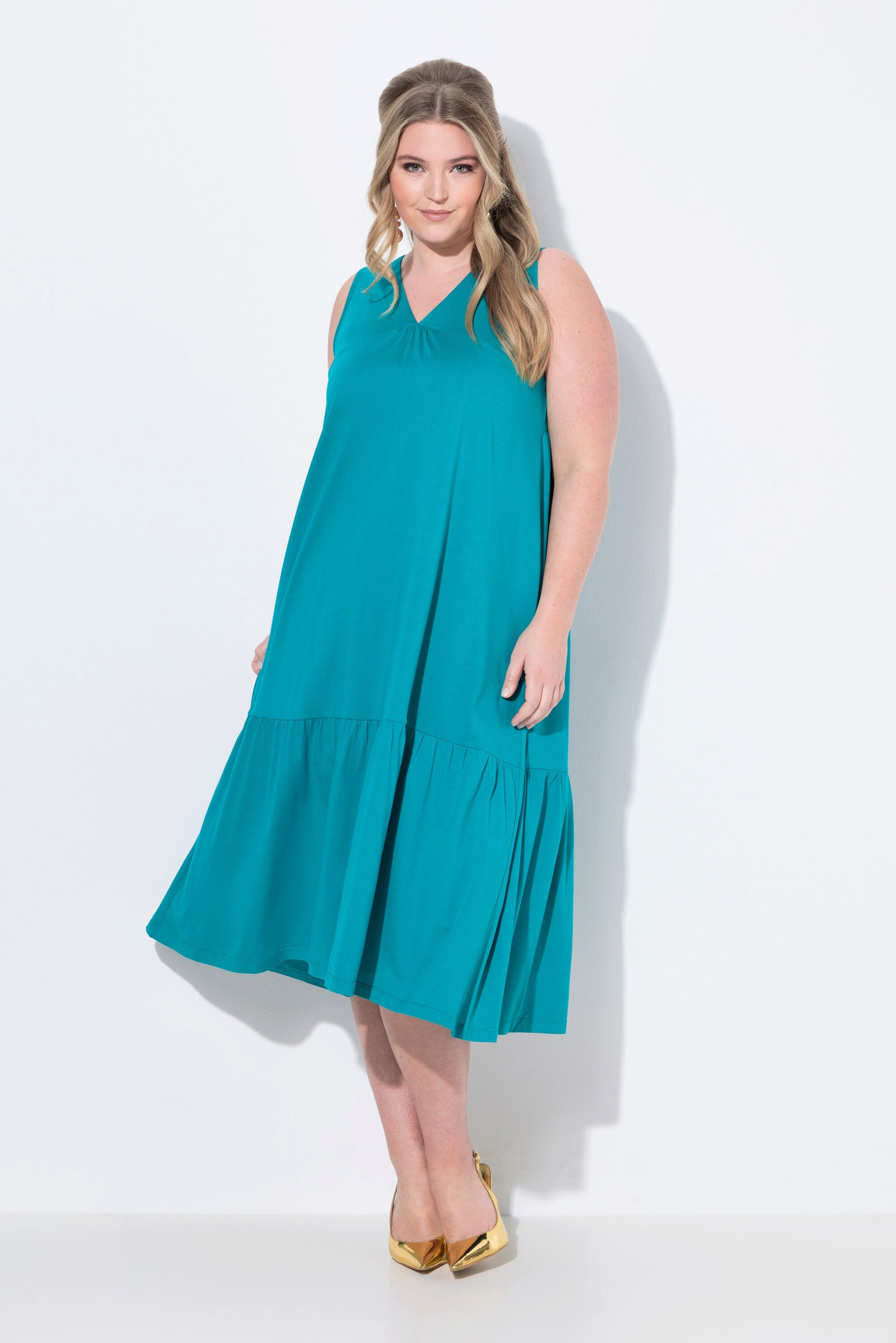 Jerseykleid Midikleid A-Linie Cupromix-Jersey Saumvolant