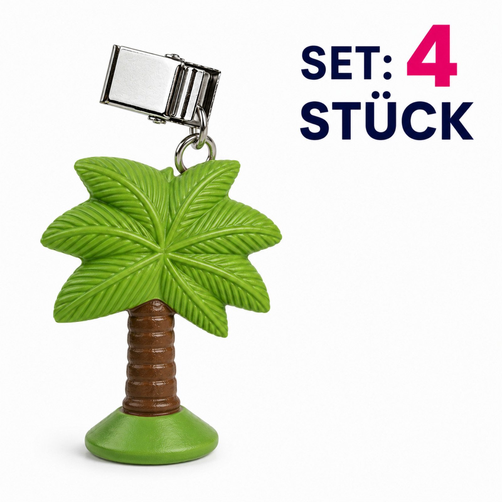 Koopman Tischtuchklammer 2 Motive Palme Tischdecke 4er Set, (Set, 4-tlg., Packung), Hellgrün, Tischdeckengewicht, Polystone, 5,5x4x1cm