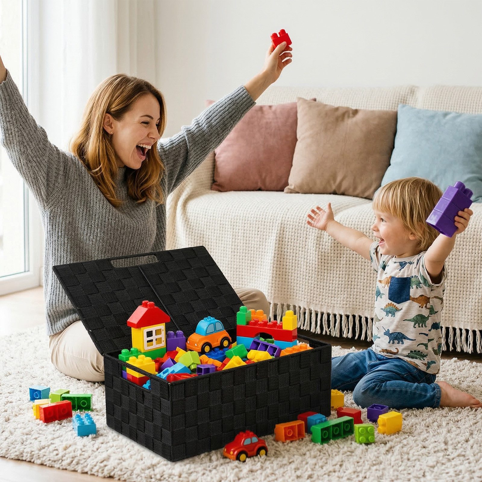 Youyijia Aufbewahrungskorb 5er-Set, Aufbewahrungskorb Stapelbare Mehrzweck-Körbe