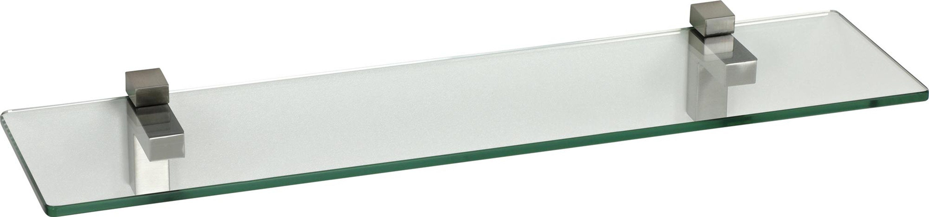 Edelstahloptik, Wandregal Quadro style 40 cm+ Glasregal Clip 8mm klar x 15 ib eckig ESG-Sicherheitsglas