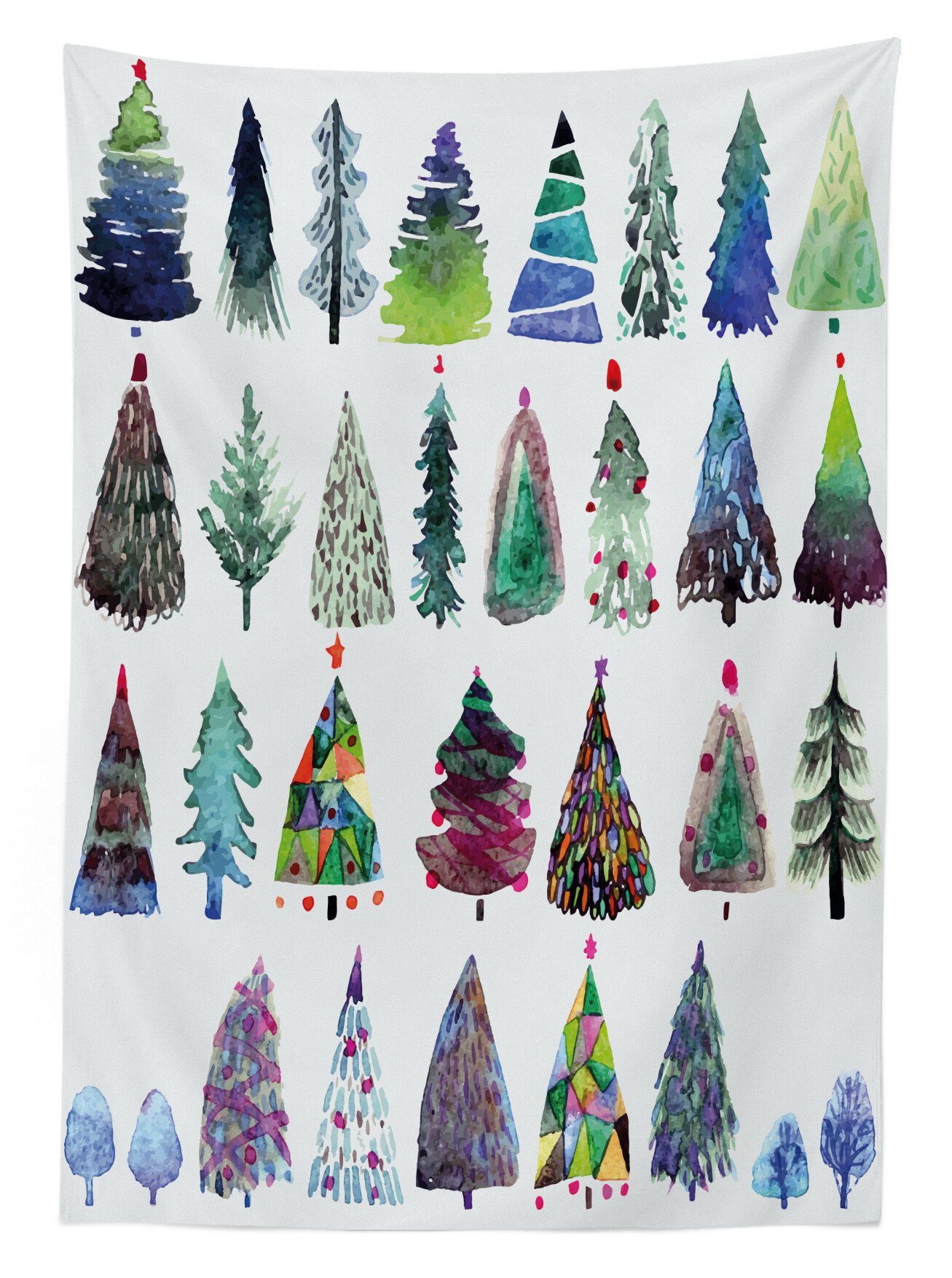 Waschbar geeignet Klare Außen Tannenbaum Für Farben, Abakuhaus den Weihnachten Farbfest Aquarell Bereich Tischdecke