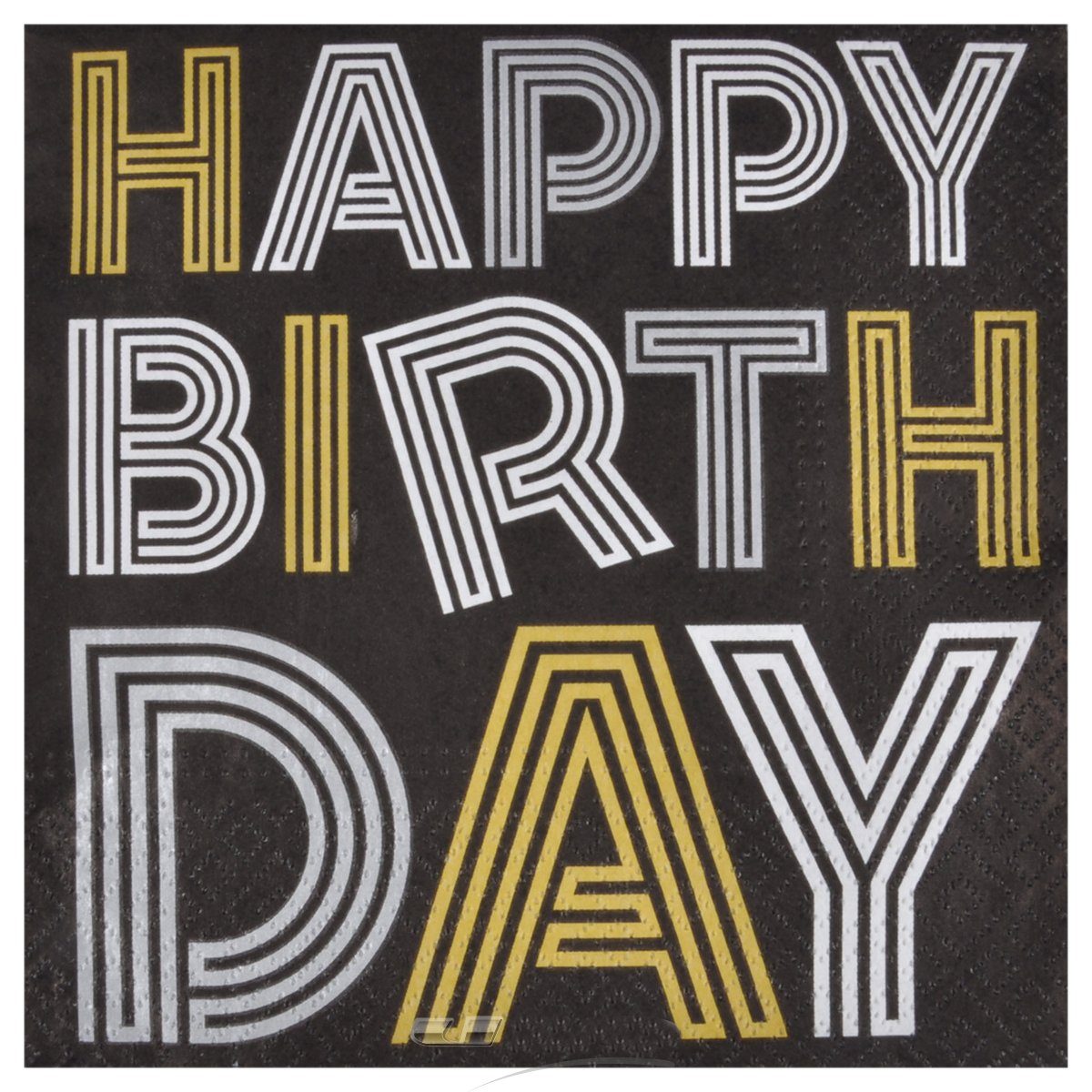Macosa Home Papierserviette Cocktailservietten Happy Birthday Geburtstag schwarz, (33 x 33 cm, 40 St., 40er Set), Einweg-Servietten Partyservietten
