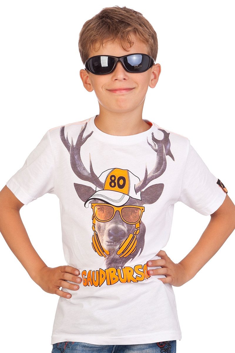 Hangowear Trachtenhemd Trachten Kinder Fun Shirt - GAUDIBURSCH - weiß
