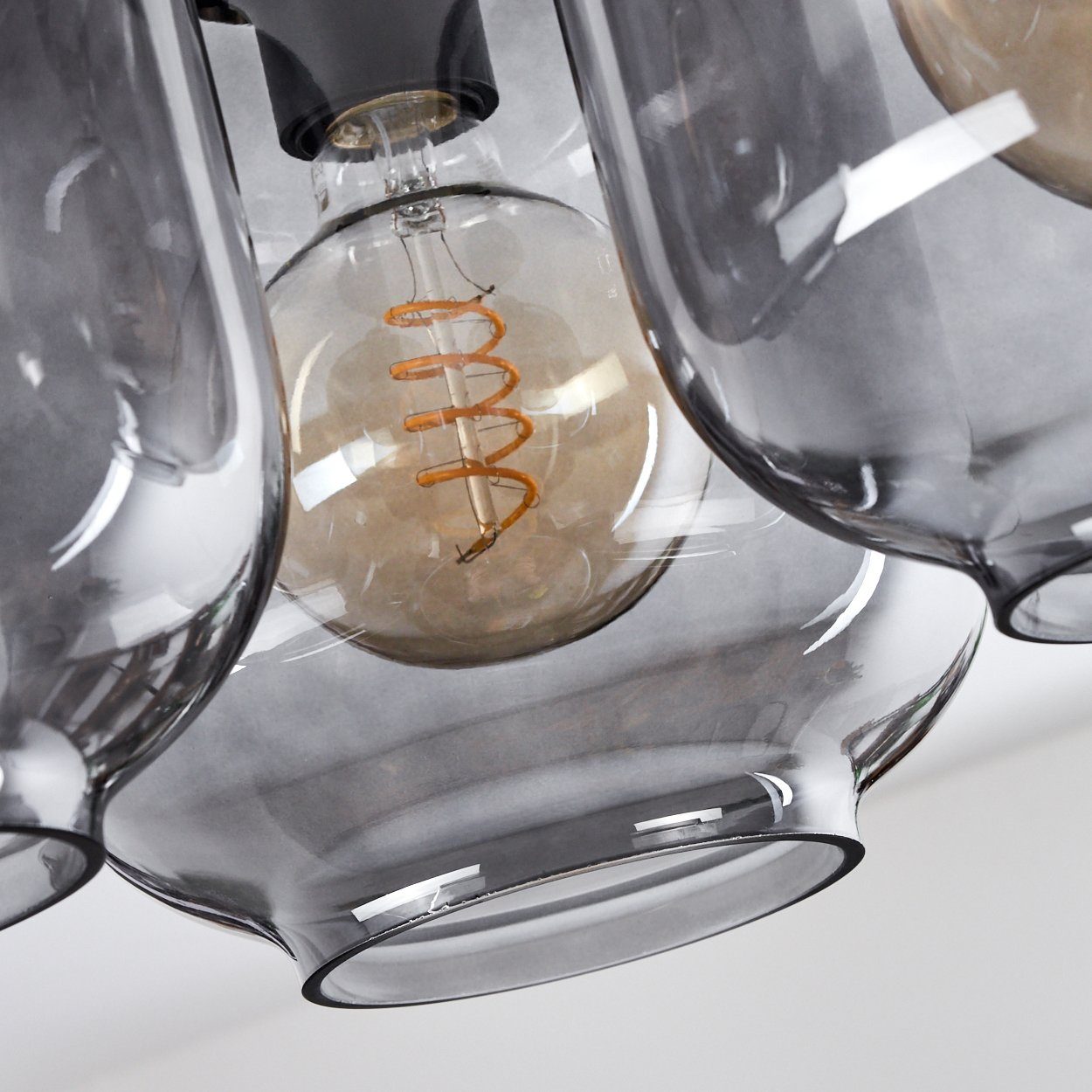 Leuchtmittel, Rauchglas, E27 hofstein mit Deckenleuchte Deckenlampe, ohne Schwarz/Bronzefarben/Rauchfarben, »Saletto« Metall/Glas, Schirmen