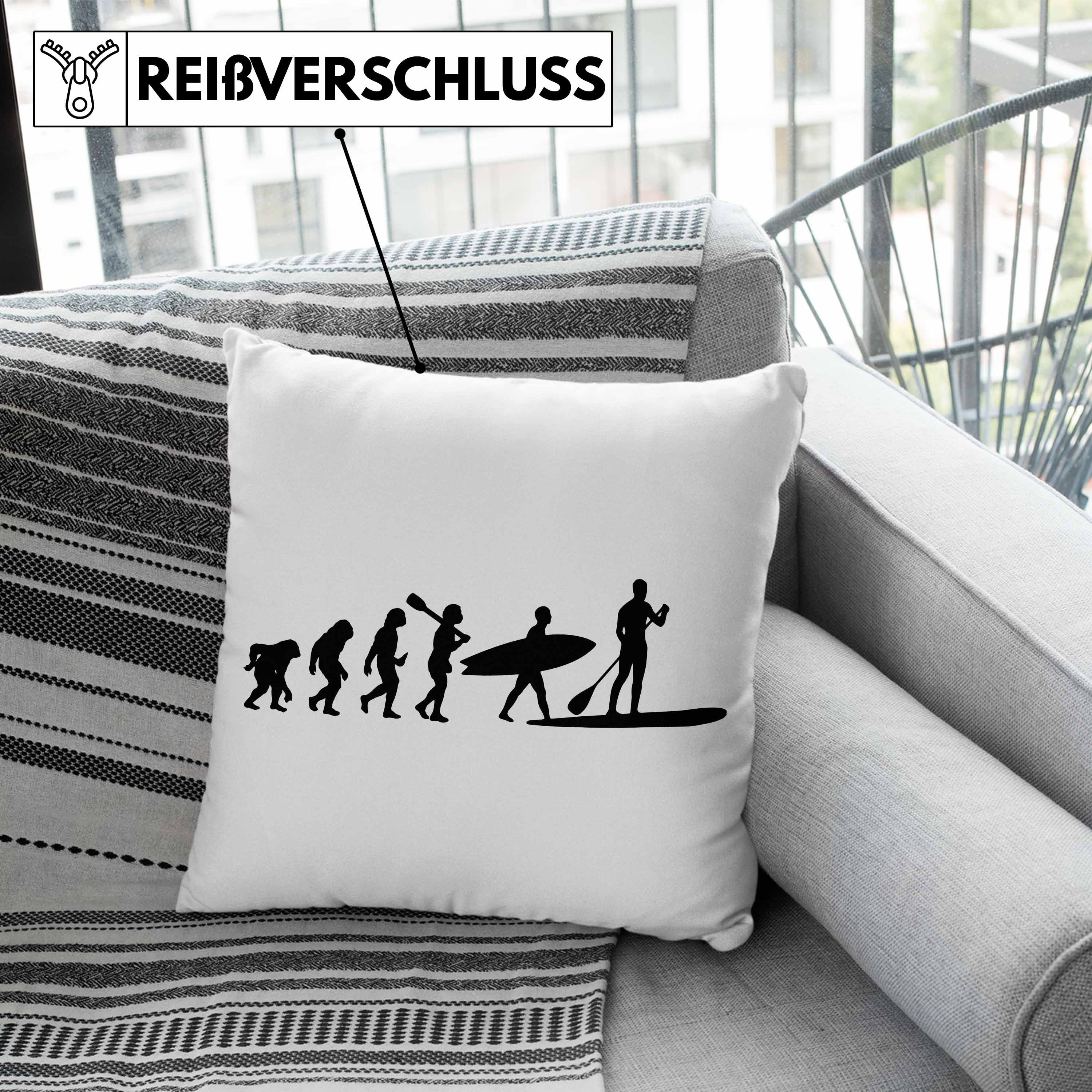 Rosa Trendation Trendation mit Standup Dekokissen Kissen Lustige - Evolution Füllung Geschenkidee Geschenk Grafik SUP Paddling Dekokissen 40x40