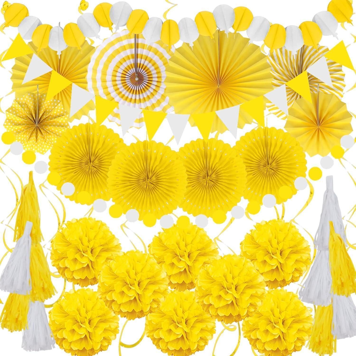 LuxusKollektion Girlande Party Deko Gelb Papier Pompoms Girlande für Geburtstag Hochzeit