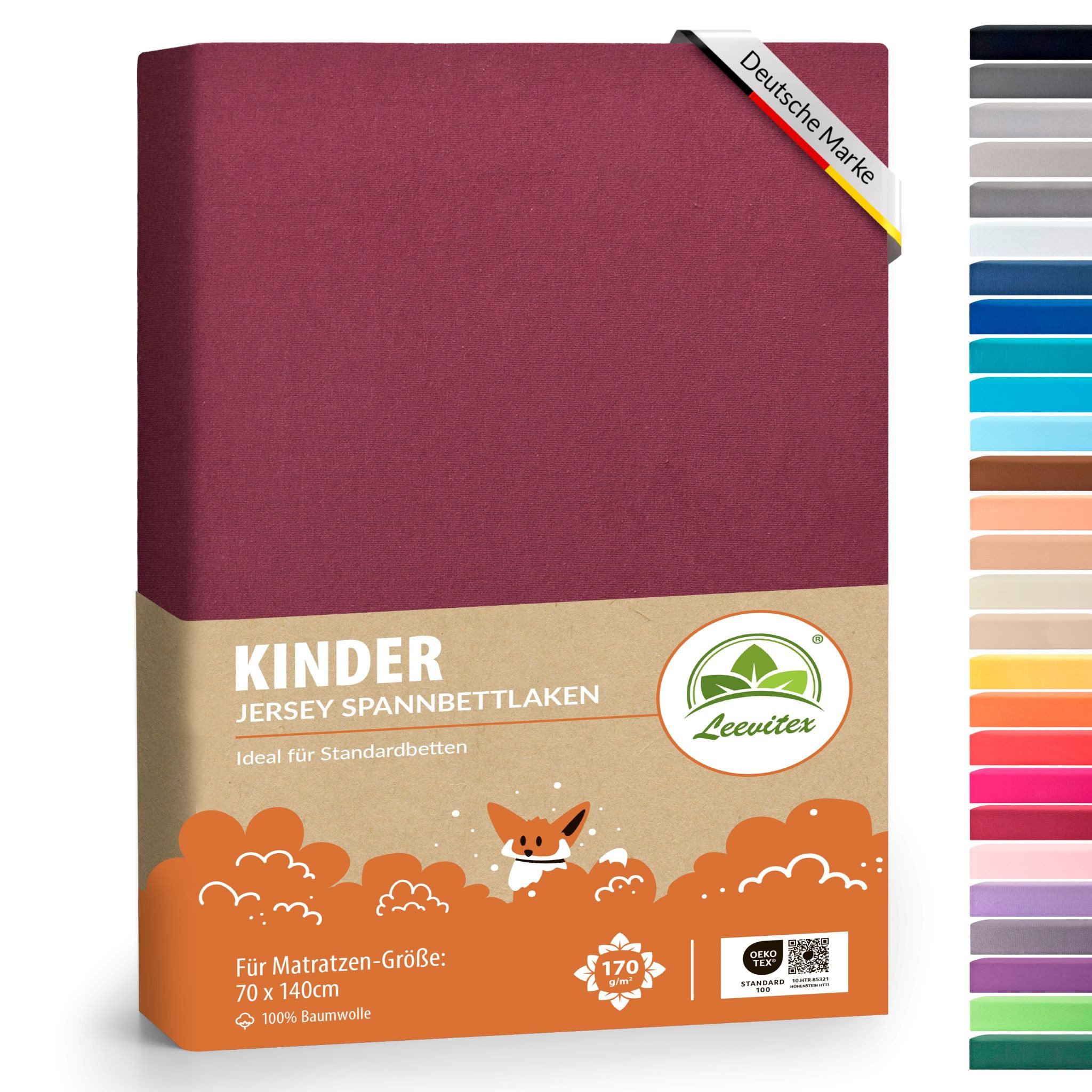 leevitex® Натяжные простыни Натяжные простыни Kinder Натяжные простыни Premium 170 g/m², Gummizug: Rundumgummizug, (1 Stück), schwer & blickdicht, 100% Baumwolle, 70 x 140 cm
