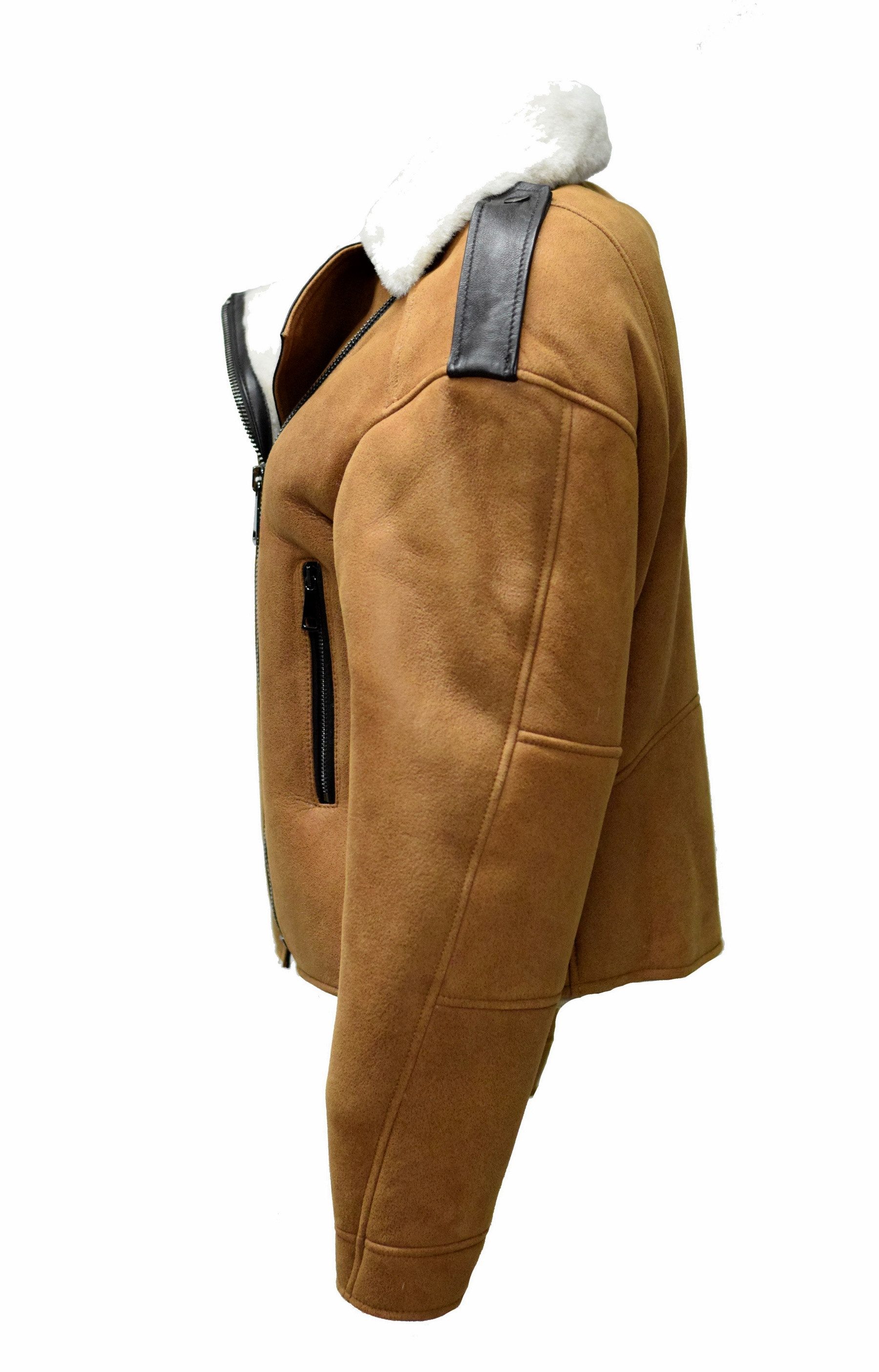 Zimmert Leather Lederjacke Kate Lammfelljacke Moto Style, Biker Cognac, Bra günstig online kaufen