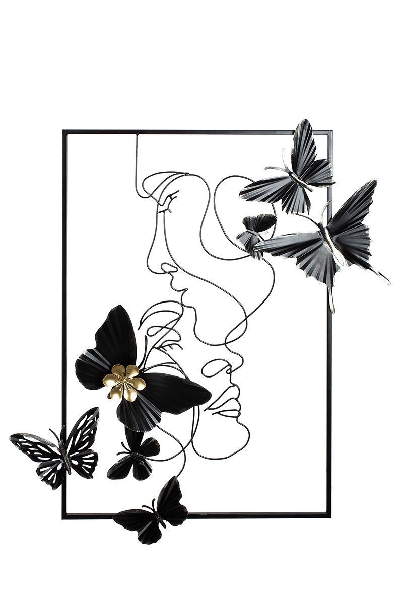 GILDE Wanddekoobjekt \'Schmetterling Visione\' in cm 63x70 Schwarz/Anthrazit/Gold