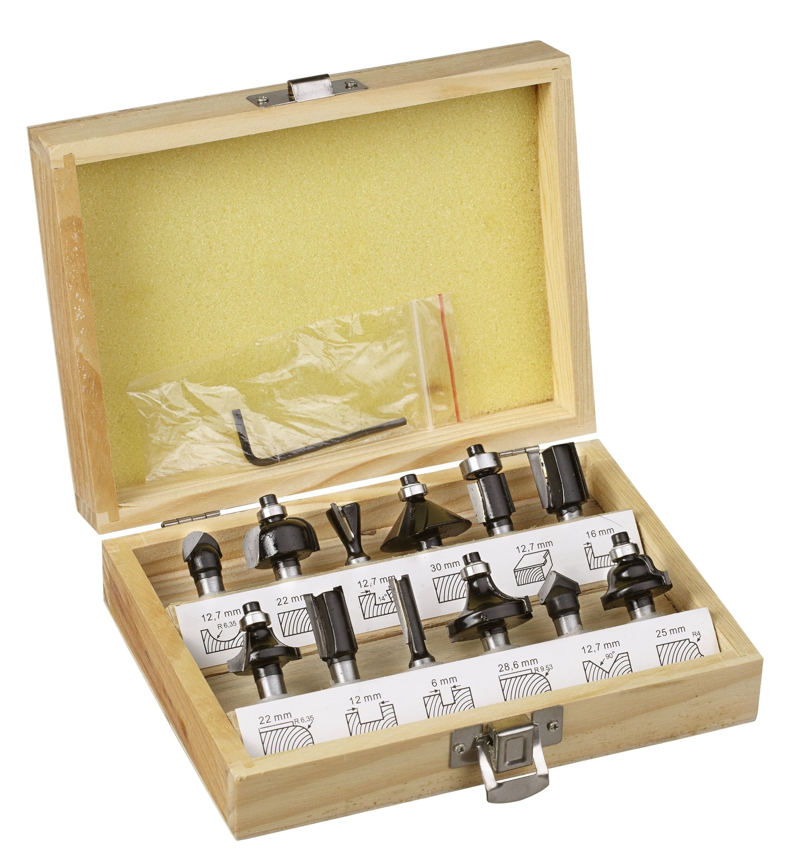 kwb Bohrer- und Bit-Set kwb Oberfräser-Set, 12-teilig, (V-Nutfräser, Hohlkehlfräser u.v.m) Ha, Oberfräser-Set, 12-teilig, (V-Nutfräser, Hohlkehlfräser u.v.m) Hartme