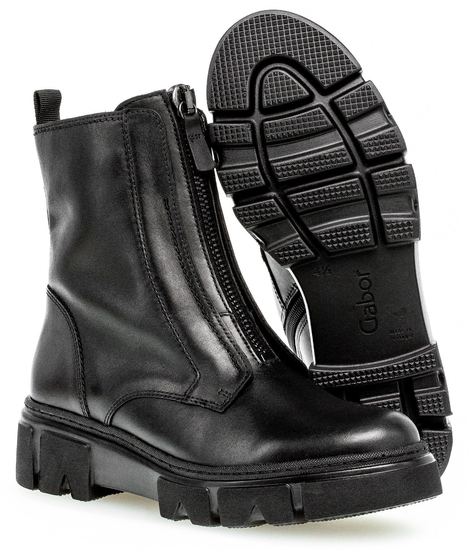 Gabor Stiefelette, Blockabsatz, Reißverschluss-Boots mit Front-Zipper