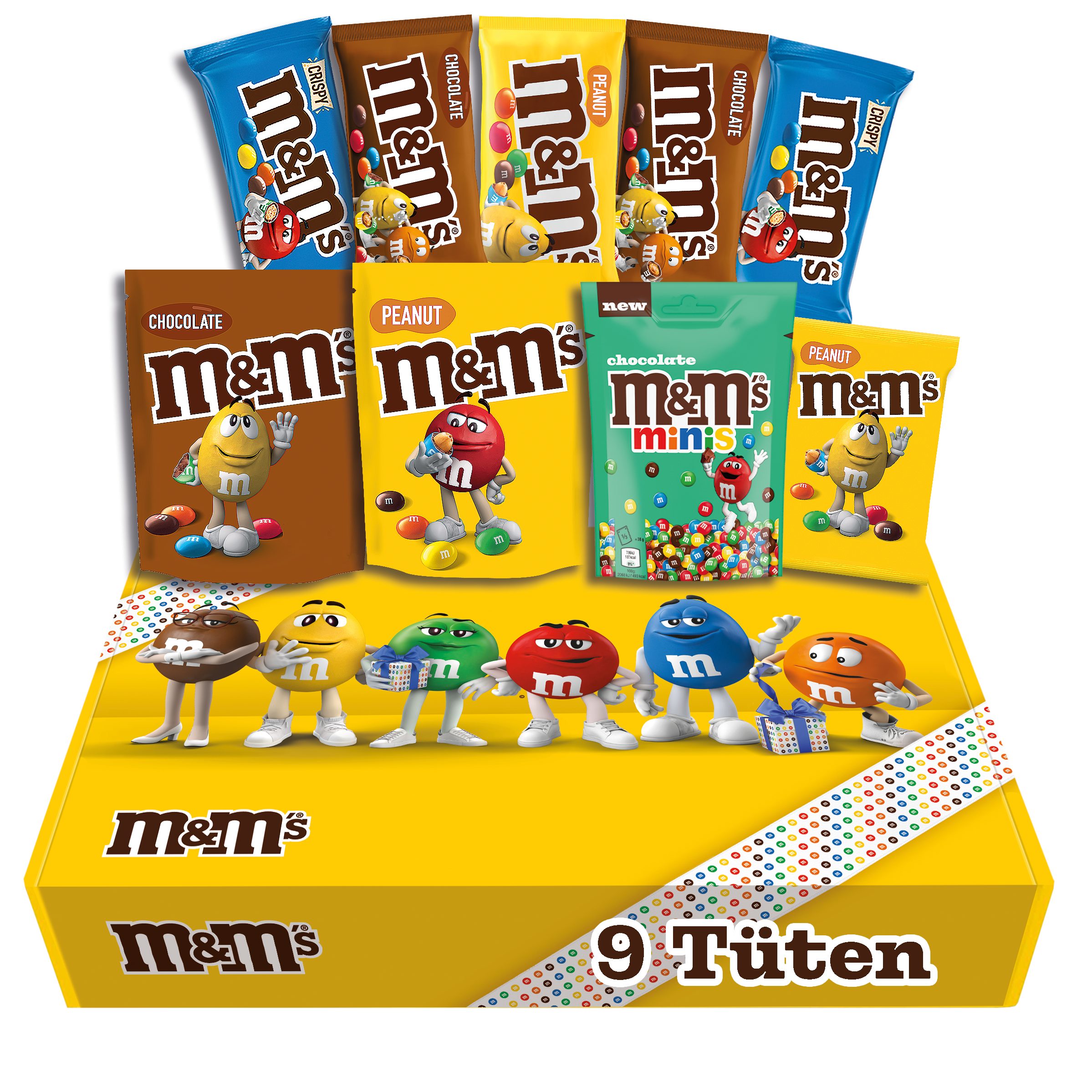 M&M's Süßigkeit M&M'S Fan-Box, Mix 7 Sorten, 9 Packungen, 713g