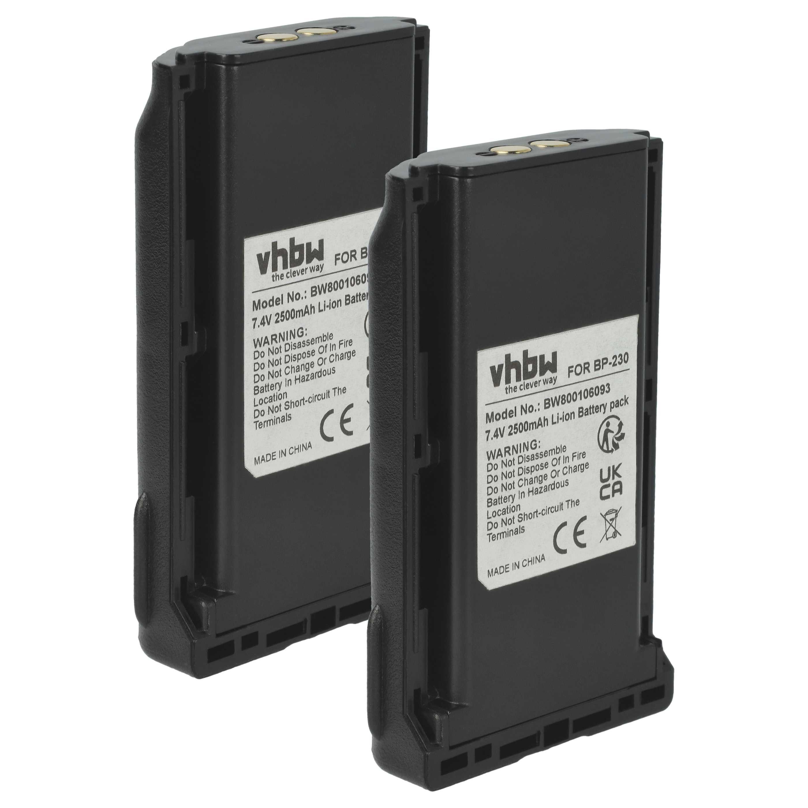 vhbw Akku passend für Icom IC-F4011, IC-F4011 41 RC, IC-F34, IC-F34GS, Akku Akku Li-Ion 2500 mAh (7,4 V, 2 St), Leistungsfähige Austausch-Akkus für Ihr Funkgerät, Walkie-Talkie