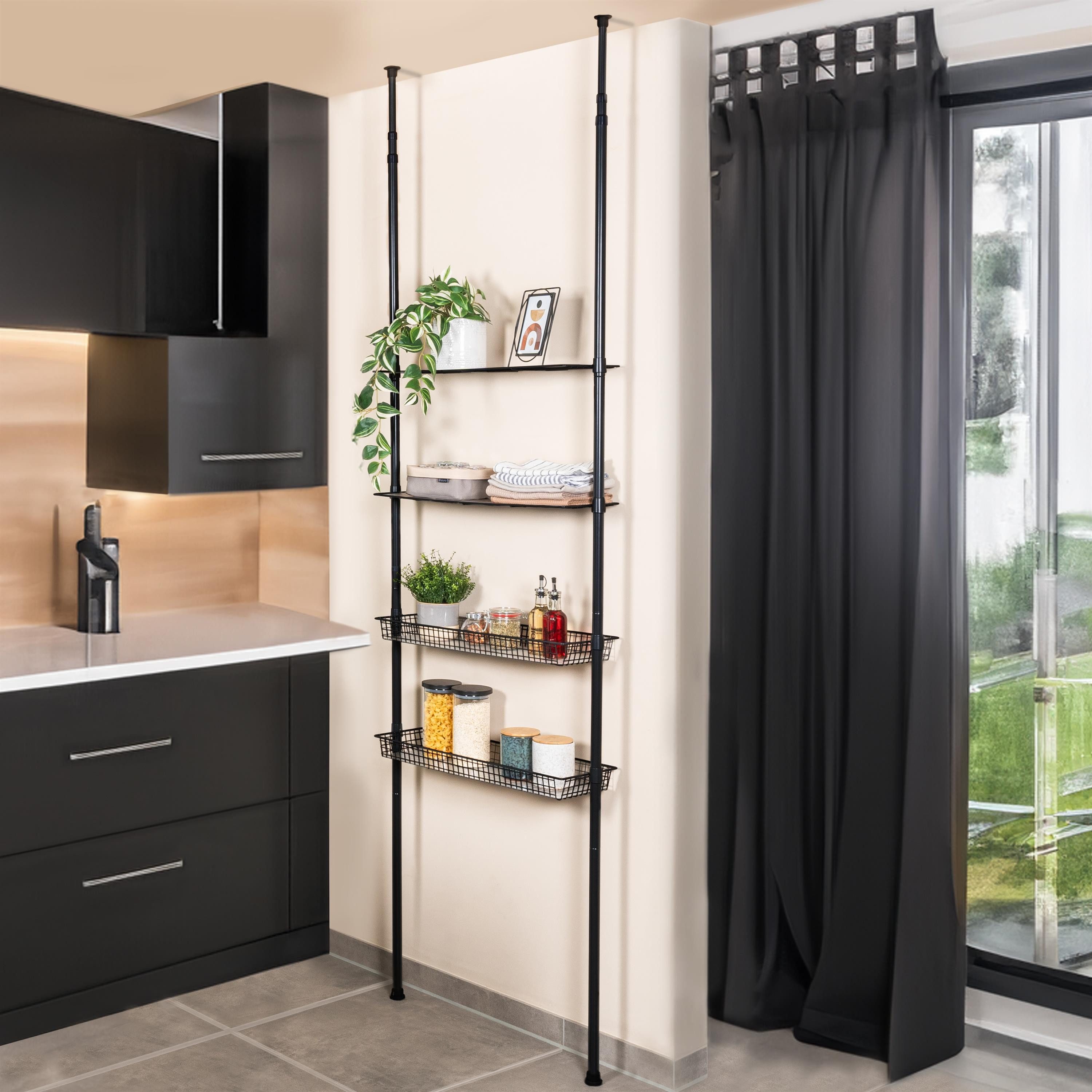 bremermann Teleskopregal 2 Körbe, 2 Ablagen, Teleskop-Stange bis max. ca. 2 günstig online kaufen