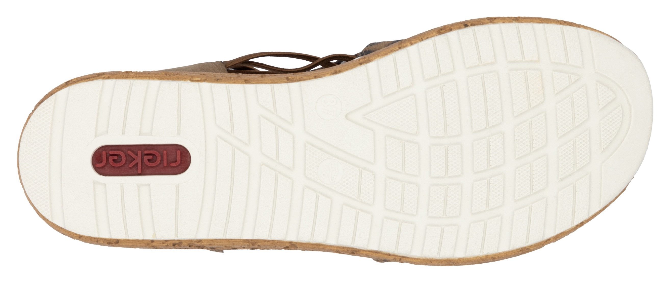 Rieker Keilsandalette Sommerschuh, Sandale, Urlaubschuh mit seitlichen Gummizügen