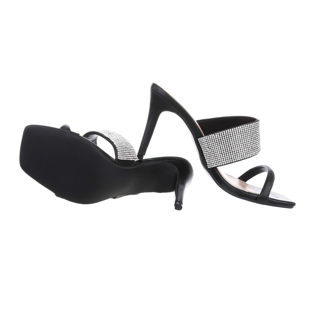 Sandalen Damen Schwarz Party & Mules Clubwear Ital-Design Sandaletten & Pfennig-/Stilettoabsatz Pantolette in