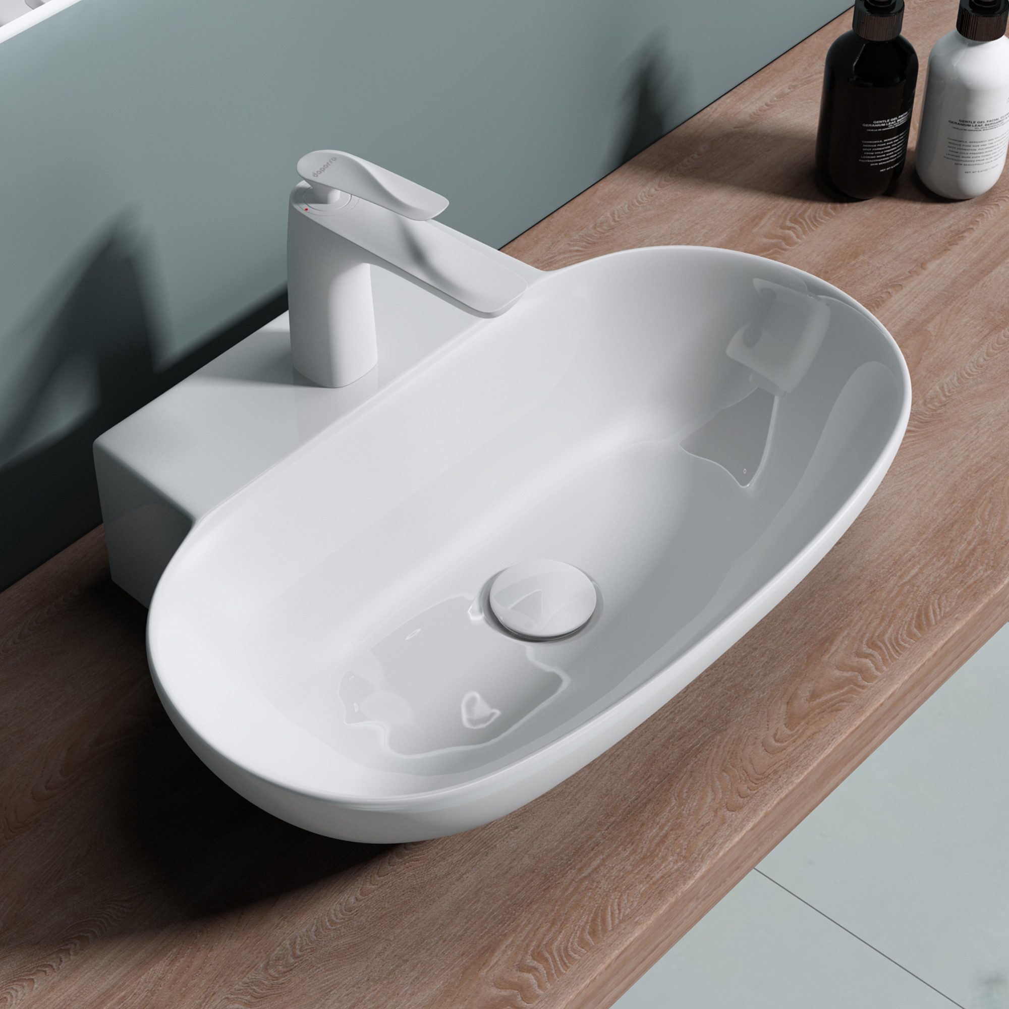 doporro Waschbecken keramik Aufsatzwaschbecken Badezimmer Waschtisch mit Nano-Schutz