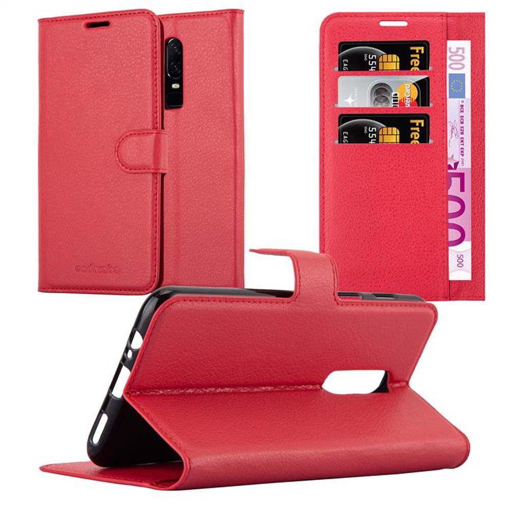 Cadorabo Handyhülle für OnePlus 6 Hülle OnePlus 6, Hülle Schutzhülle mit Standfunktion, Kartenfach und Magnetverschluss