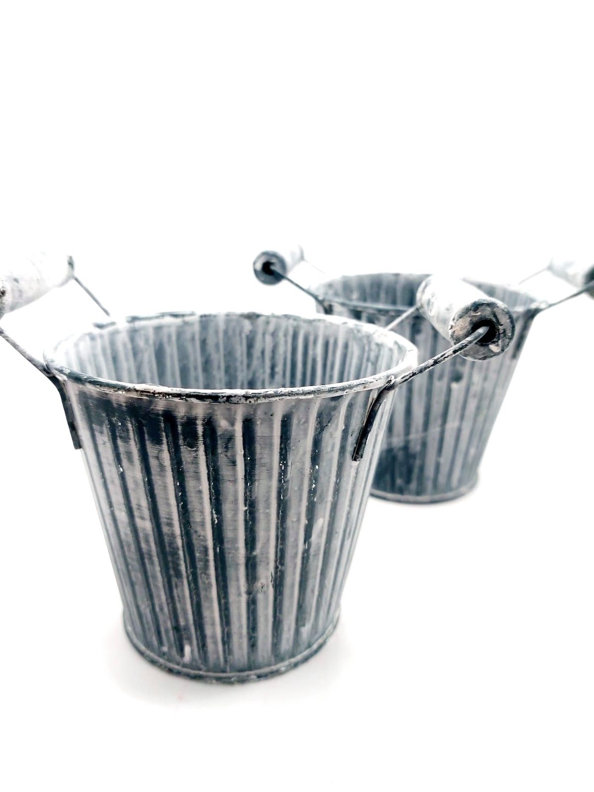 Vosteen Übertopf Pfanzschale aus Metall grau für Kräuter, Blumen und