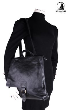 MIRROSI Tagesrucksack Damen auch als Crossbody Bag 2 in 1, zwei Größen (klein oder groß), aus hochwertigem Kunstleder, Rucksack, Daypack