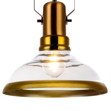 etc-shop LED Pendelleuchte, Leuchtmittel inklusive, Warmweiß, Retro Decken Hänge Lampe Glas FILAMENT Vintage Messing
