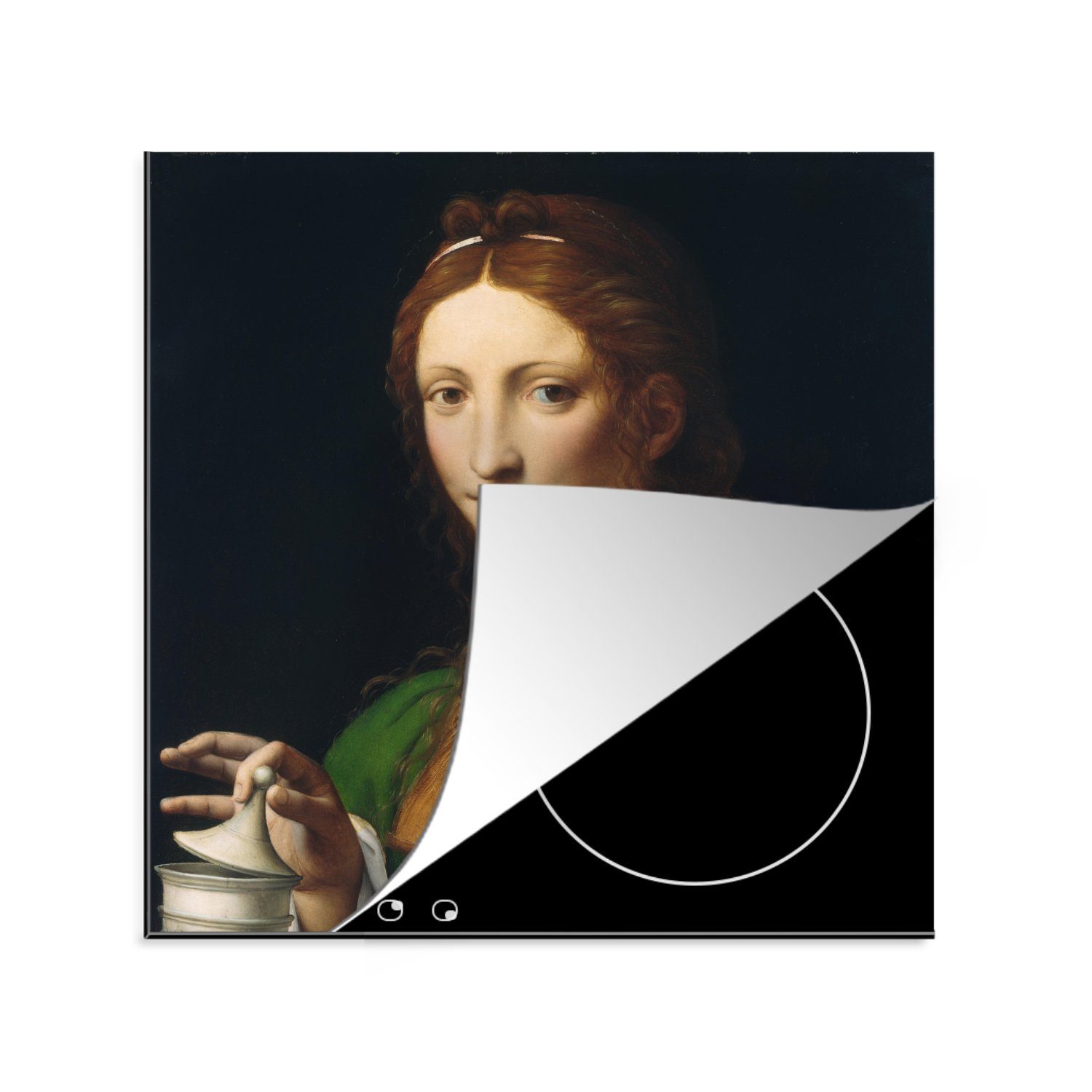 MuchoWow Herdblende-/Abdeckplatte Maria Magdalena - Leonardo da Vinci, Vinyl, (1 tlg), 78x78 cm, Ceranfeldabdeckung, Arbeitsplatte für küche