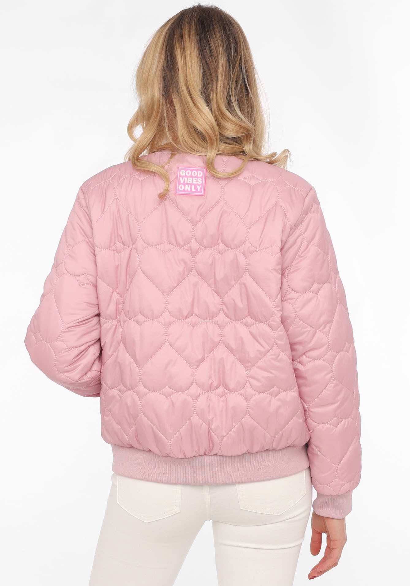 Zwillingsherz Bomberjacke "Be Happy" modisch, Kontrastdetails, regular fit, langärmelig, mit Herzsticker