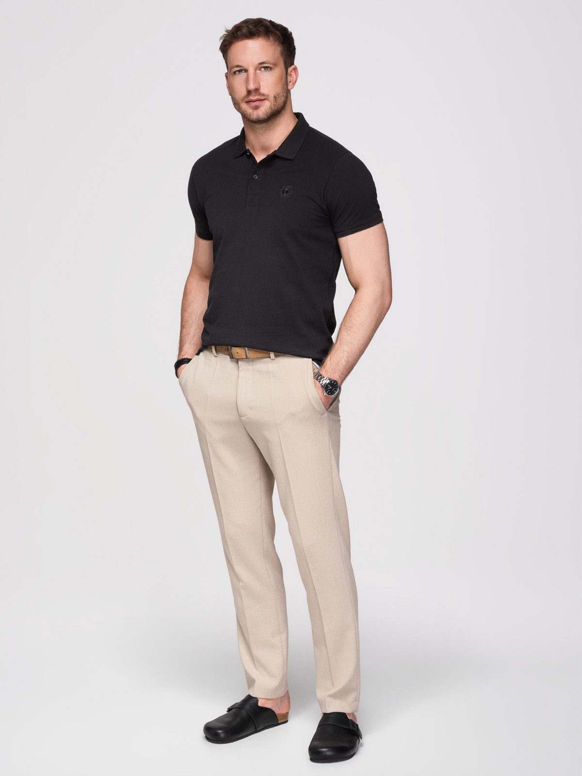 Poloshirt Herren Polohemd klassisch mit Piqué-Stoff Schwarz 4XL