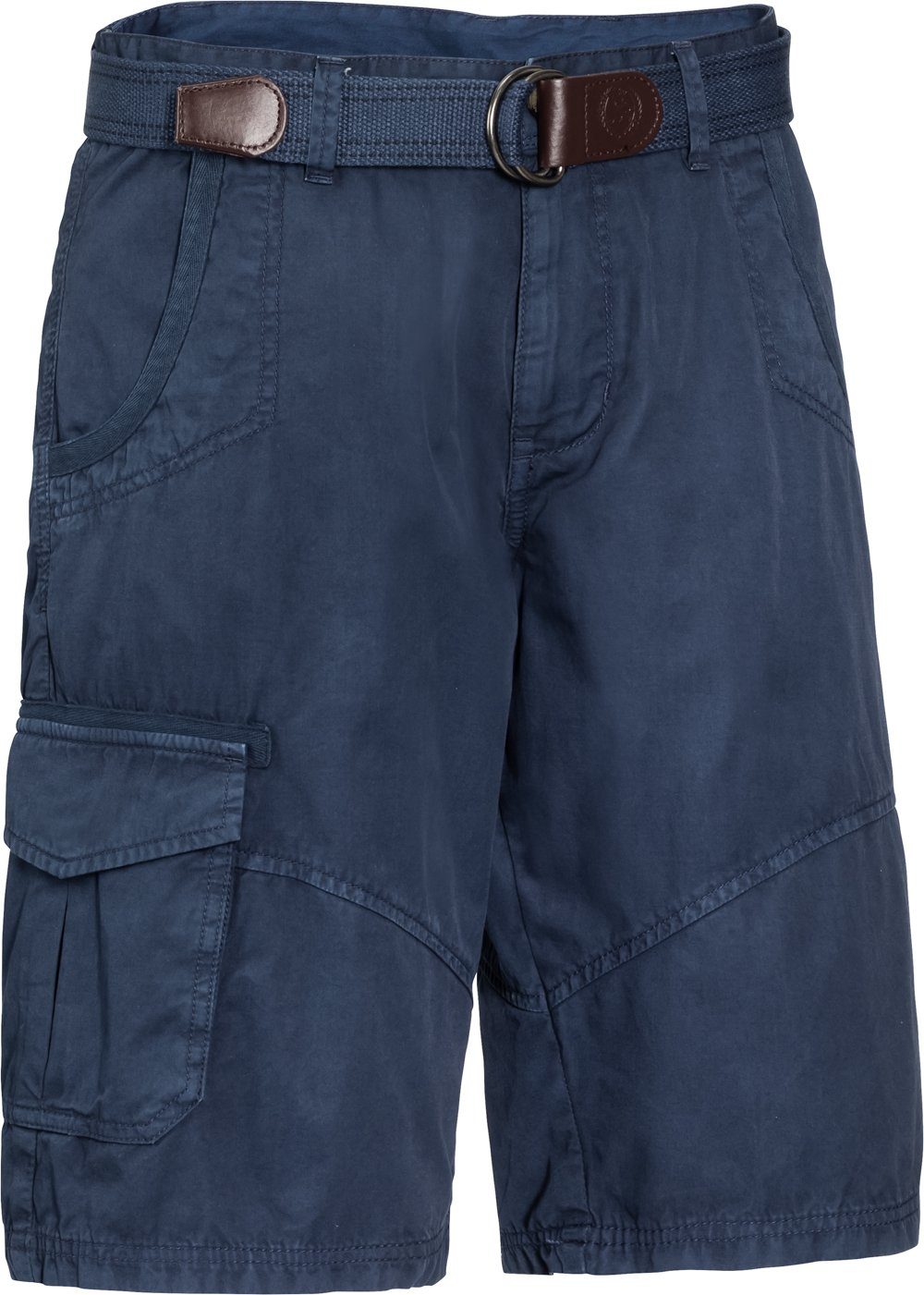 LERROS Cargobermudas Beinschnitt blau inklusive lockerer, sportiver Textilgürtel und
