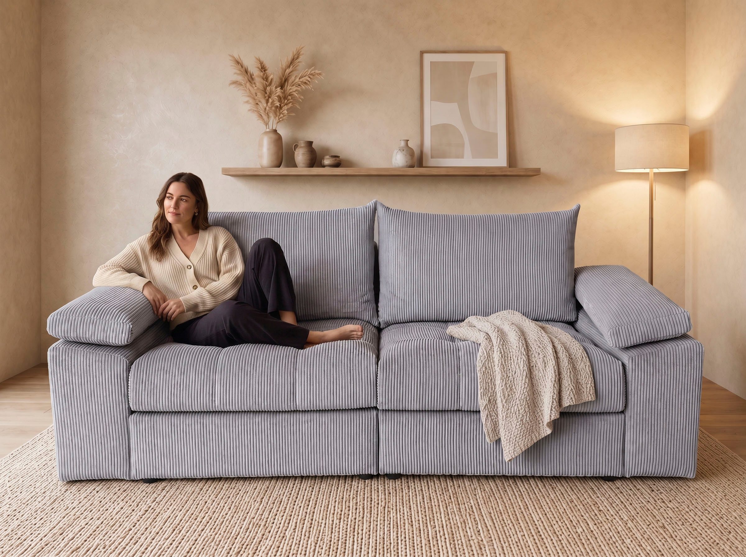 OTTO home Big-Sofa Soft&Cosy Pik XL, B: 246 cm, Mega Sofa in Cord, Lounge-Komfort mit edler Sitzsteppung, Federkern