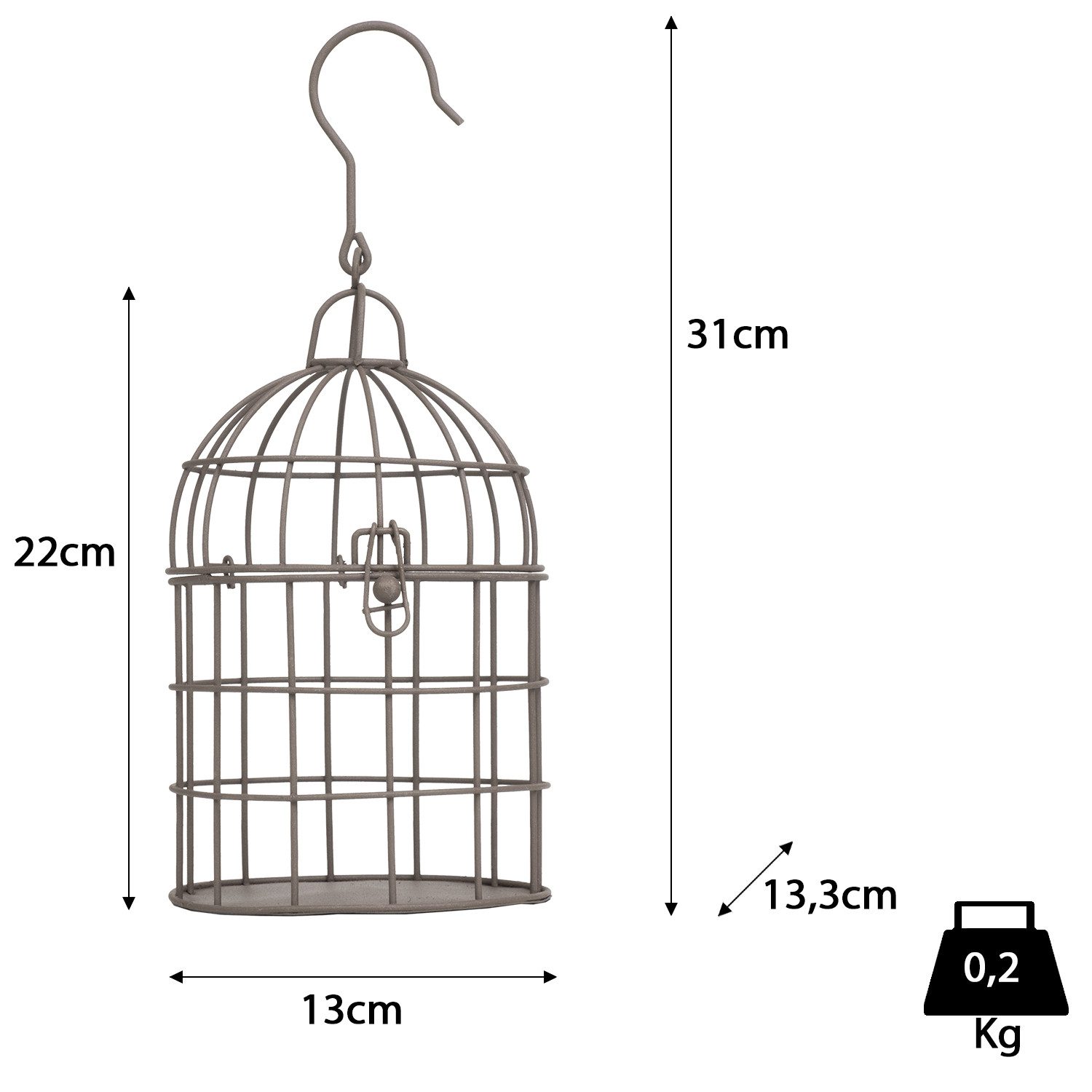 Moritz Vogelkäfig Dekokäfig Pflanzkäfig altbraun Shabby WB-62-BR