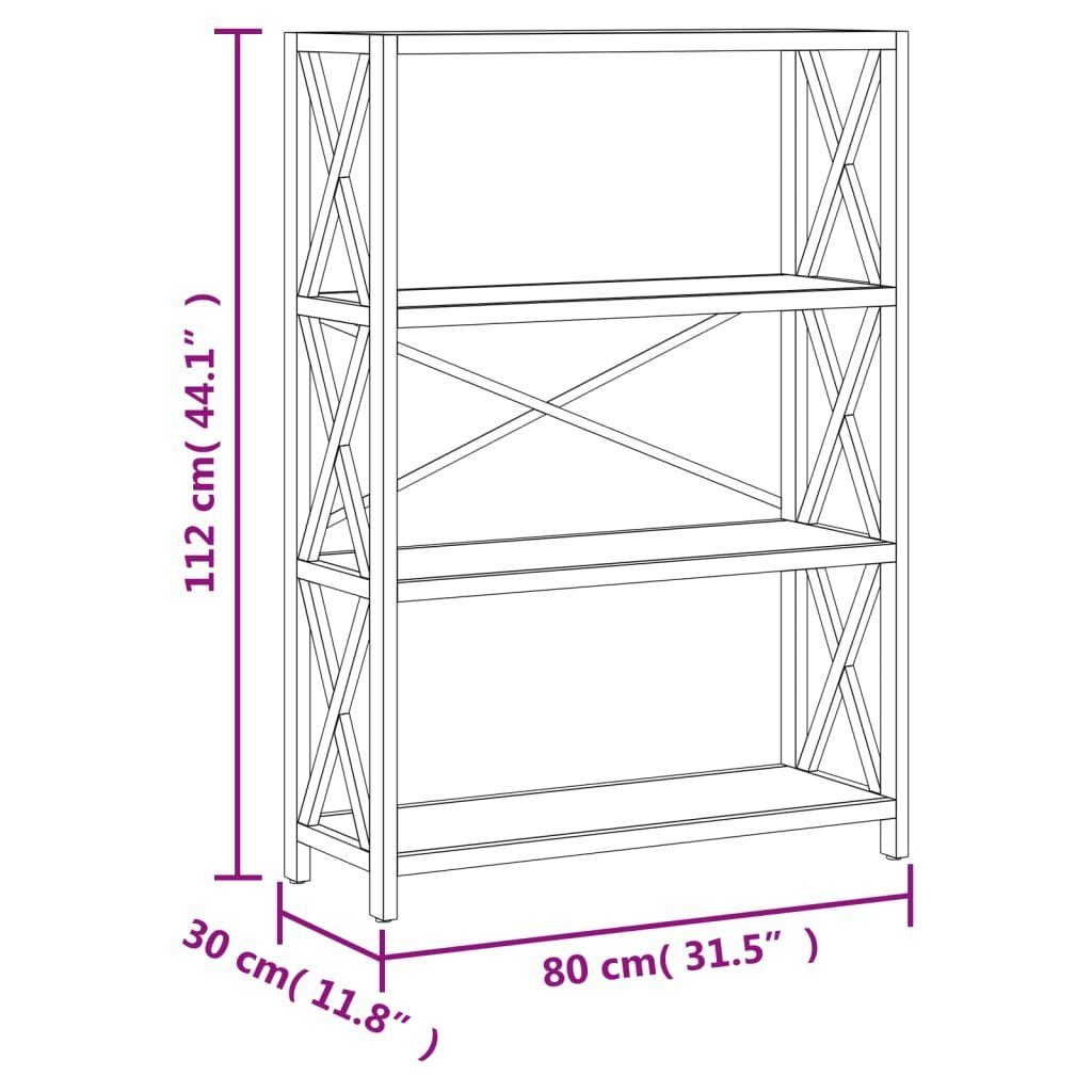 furnicato Bücherregal Massivholz 80x30x112 Böden Regal Eiche cm 4 mit