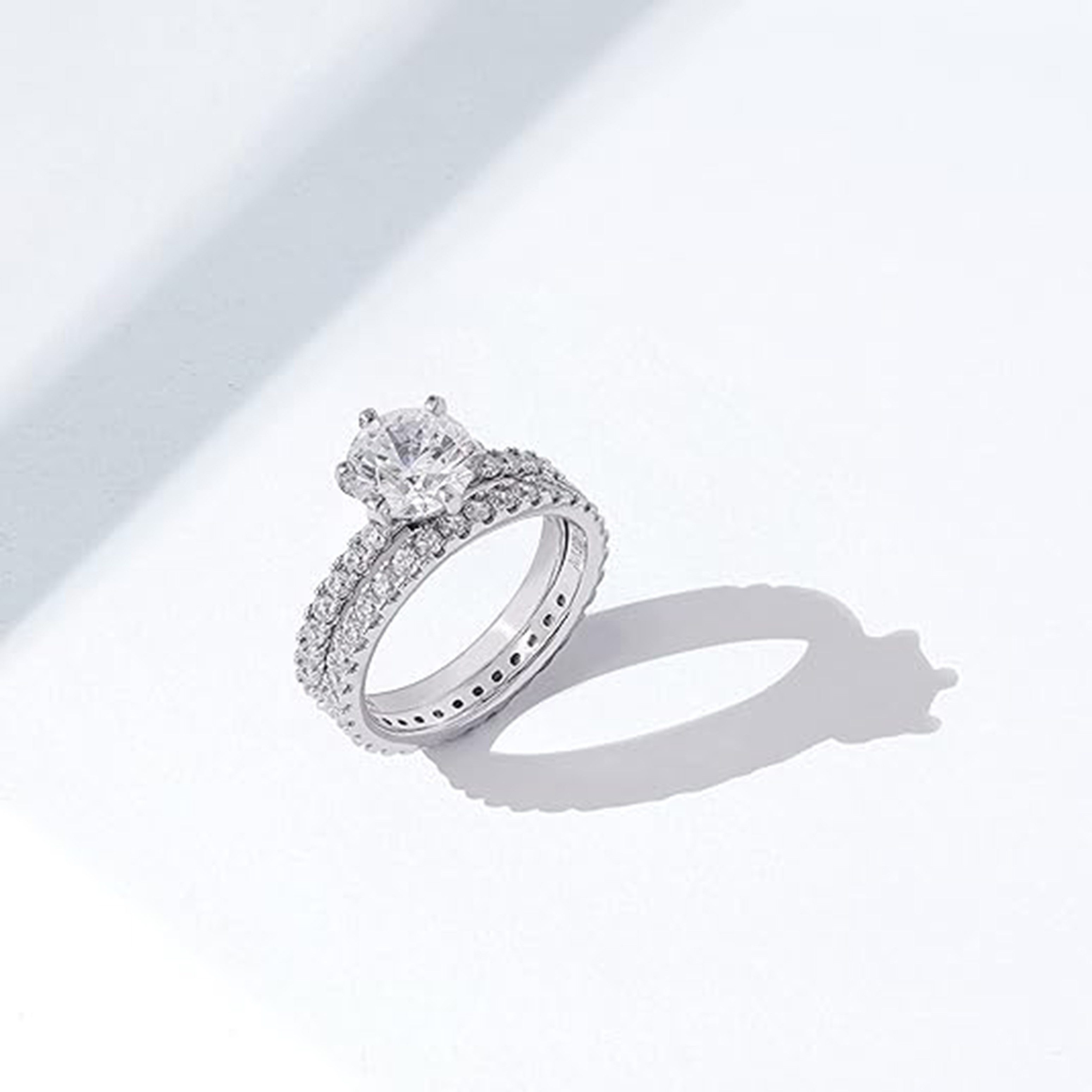 Jumpeak Verlobungsring 1,2ct runder Diamant aus Laborzucht, Ehering-Set (2-teiliges Set), D,vs1,3EX,IGI-Zertifikat,ring damen,geschenk