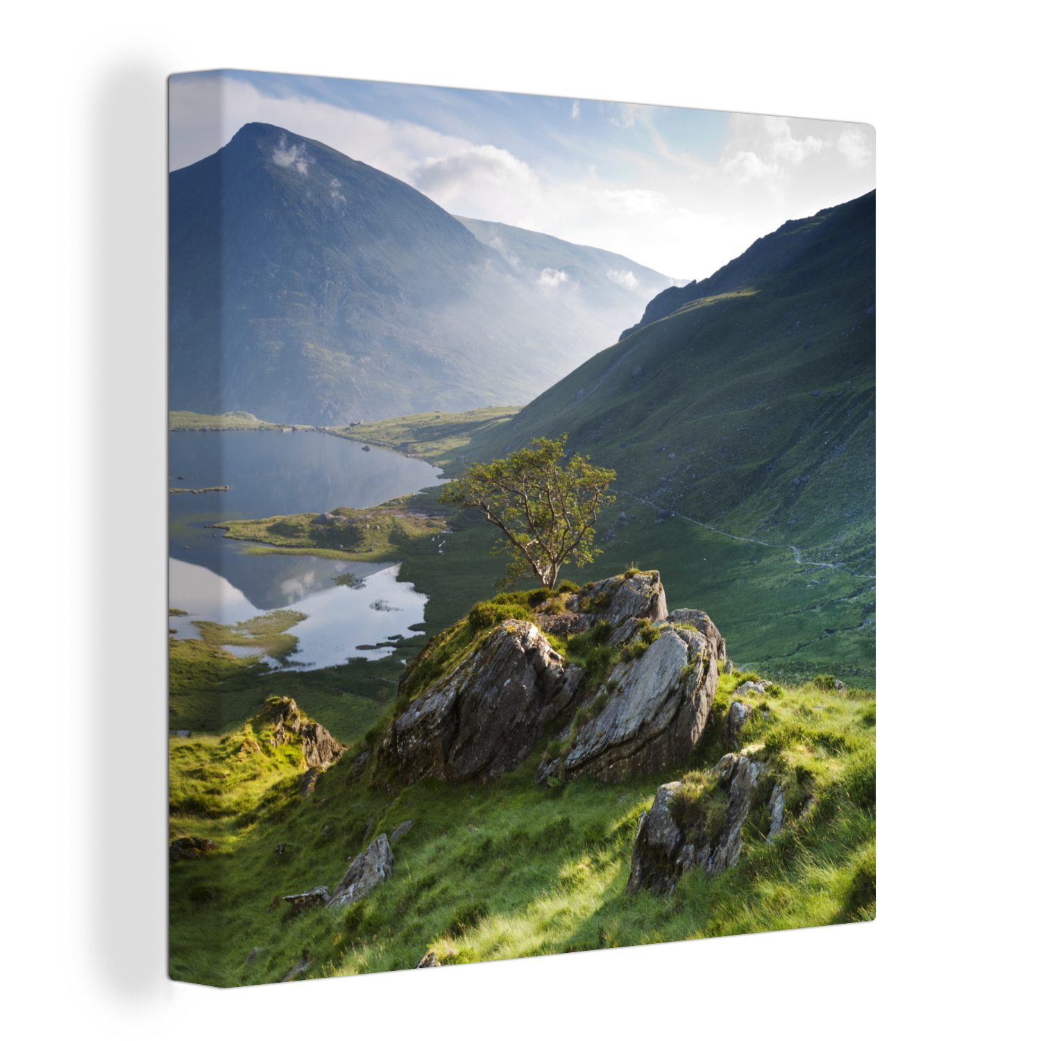 OneMillionCanvasses® Leinwandbild Buntes Bild einer Berglandschaft, (1 St), Leinwand Bilder für Wohnzimmer Schlafzimmer