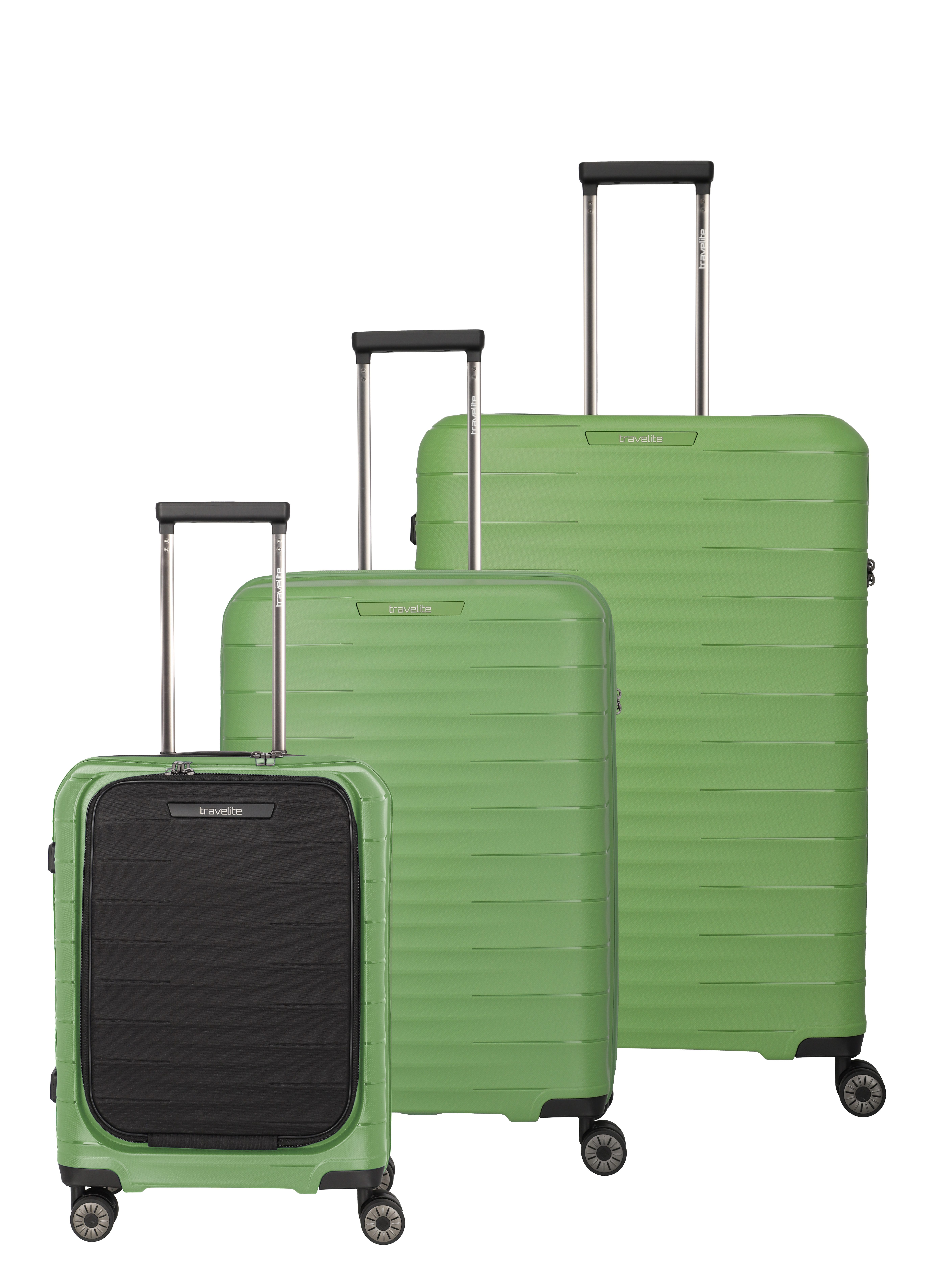 travelite Trolleyset MOOBY 3-teilig Reisekoffer Hartschale, 4 Rollen, (Set), mit TSA-Schloss und recyceltem Polypropylen