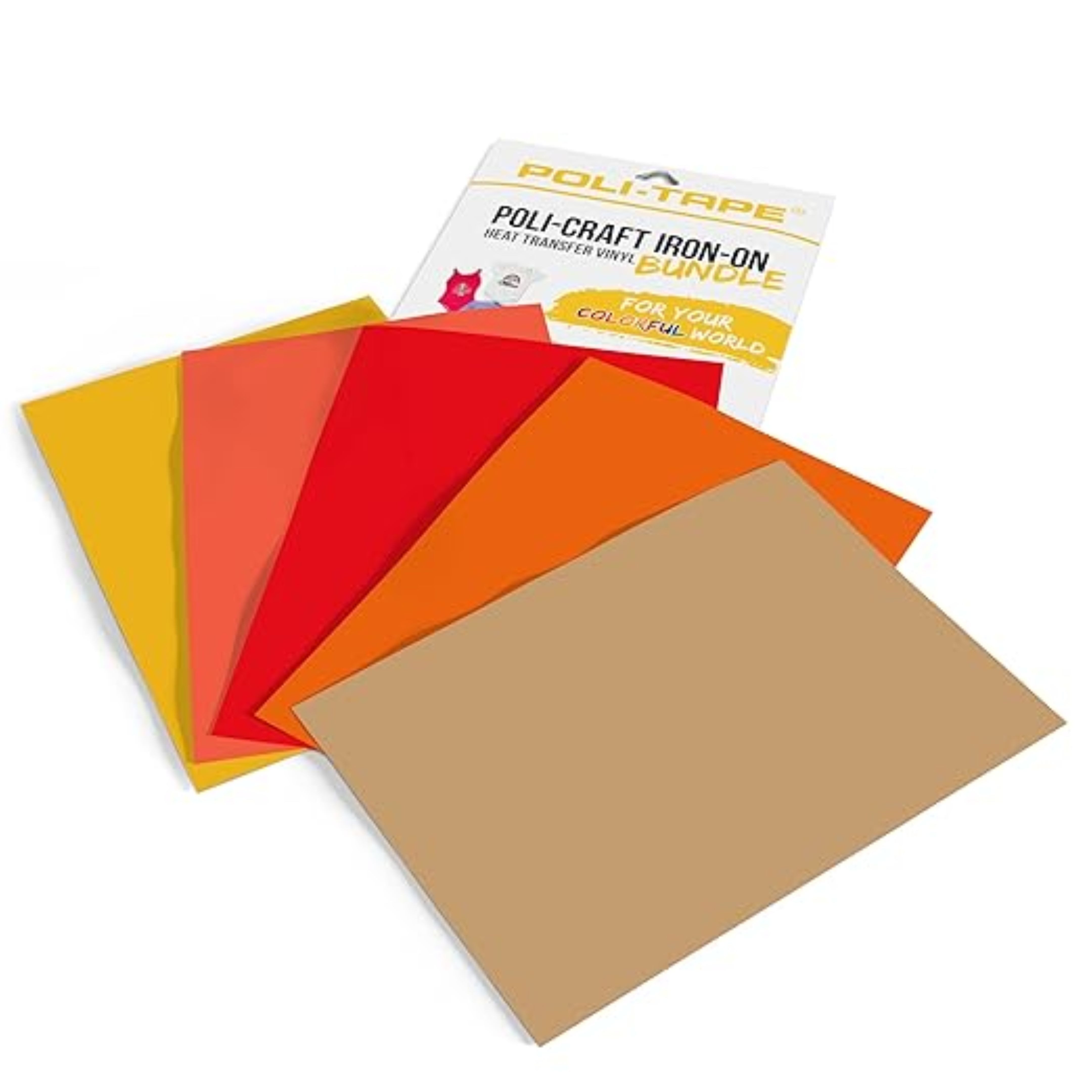 POLI-TAPE POLI-CUT SUMMER-BUNDLE VINYL IRON-ON, 5 x A4 POLI-FLEX TURBO, turboschnelle Transferfolie für Textilien