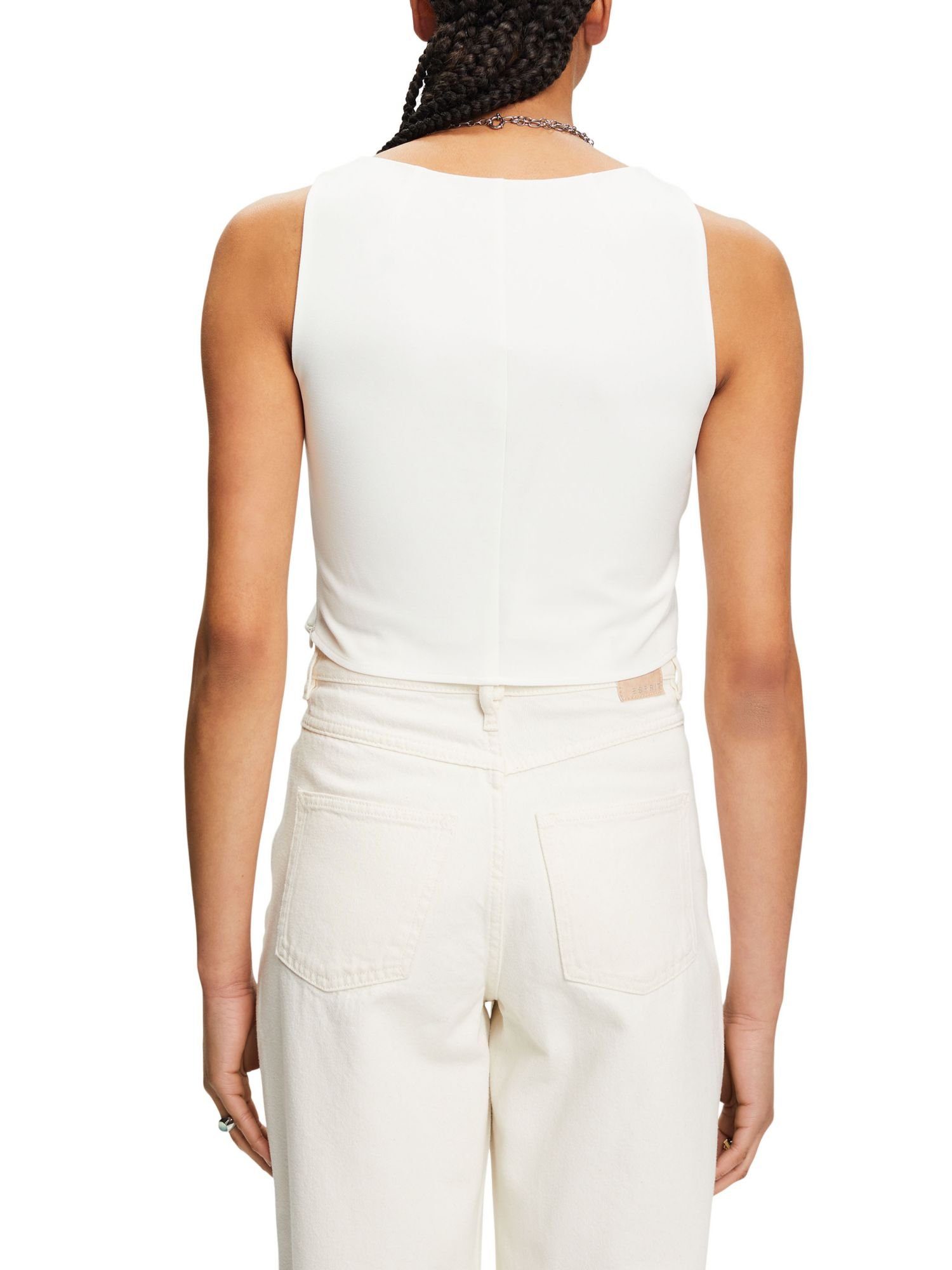 Cropped OFF aus Esprit Crêpe Blusentop Collection Top WHITE